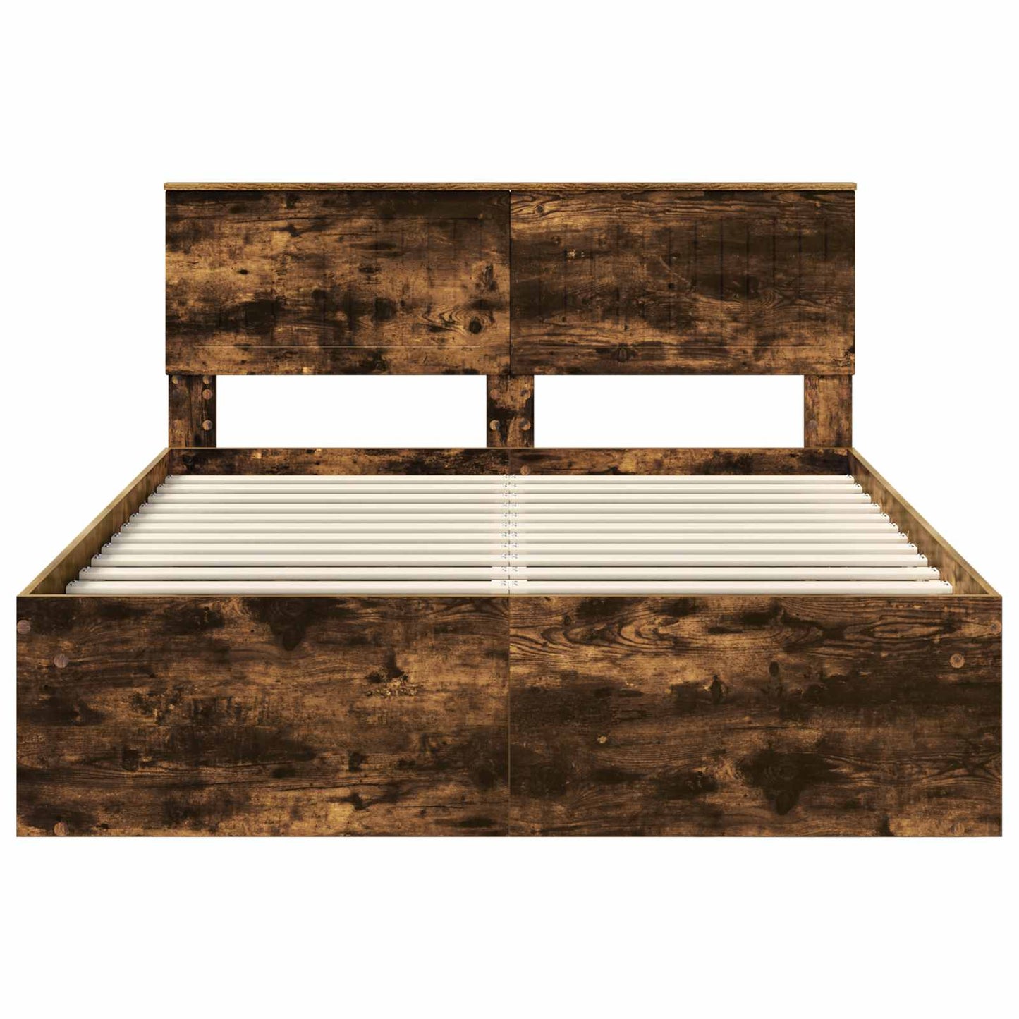 Bed Frame Smoked Oak 140 x 190 cm Solid Pine Wood