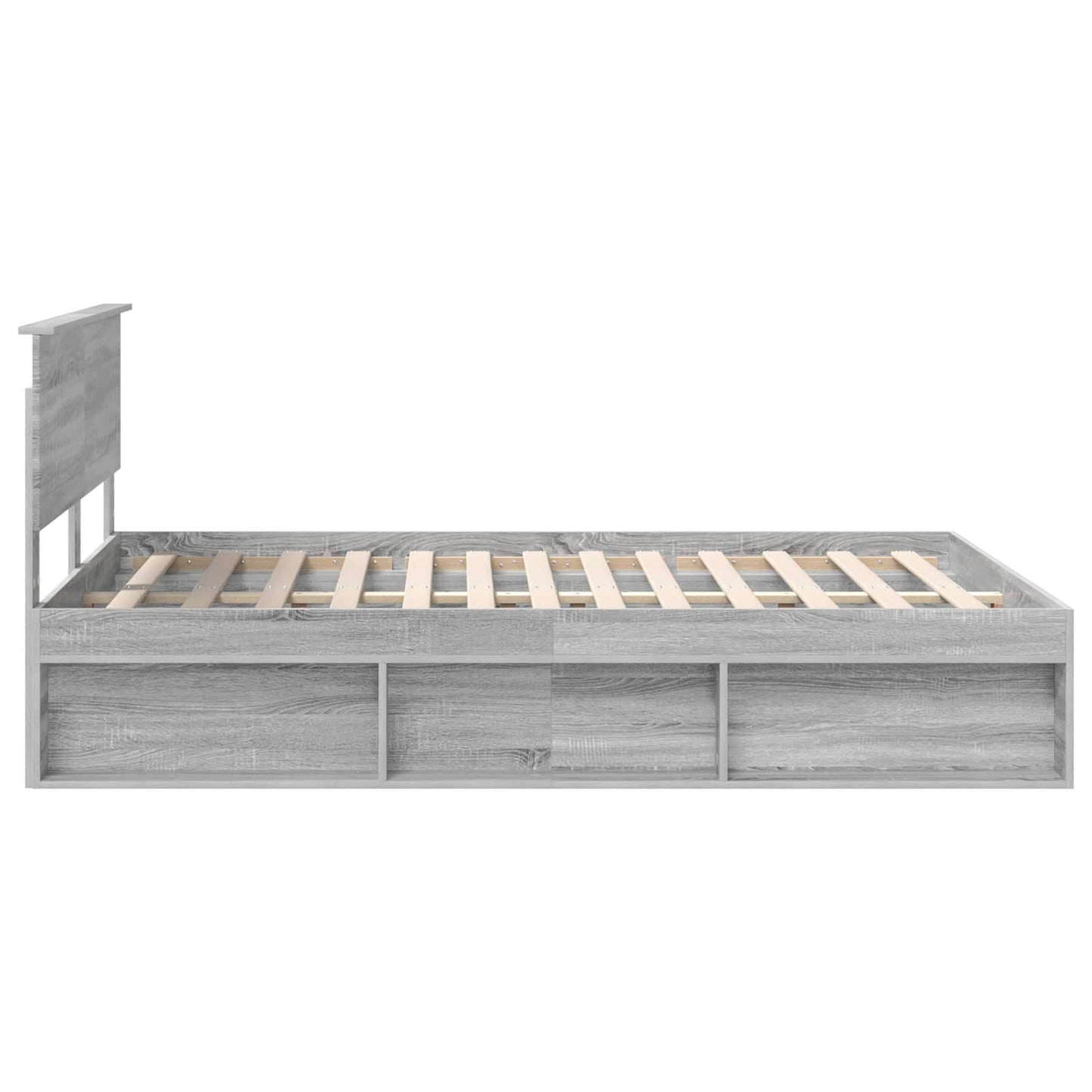 Bed Frame Grey Sonoma 140 x 190 cm Solid Pine Wood