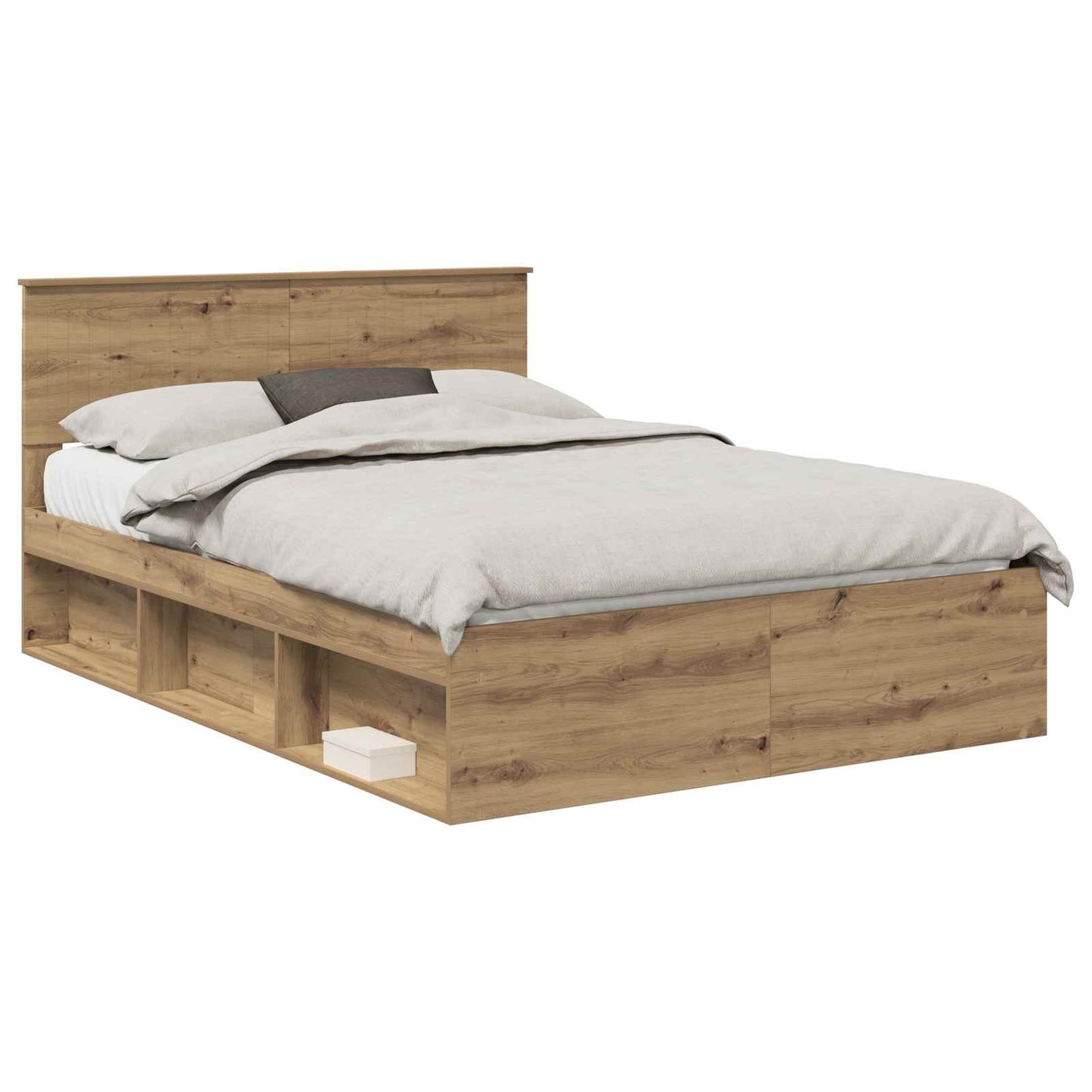 Bed Frame Artisian Oak 140 x 190 cm Solid Pine Wood