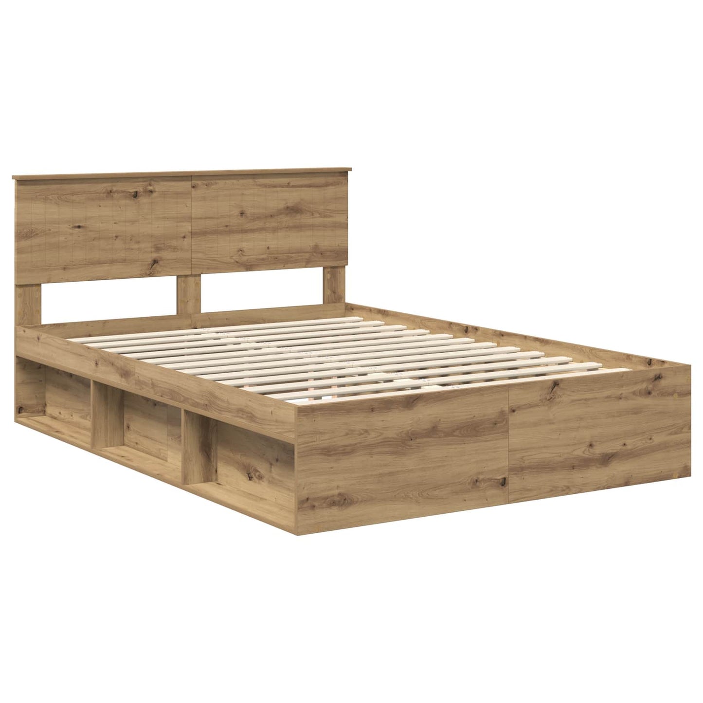 Bed Frame Artisian Oak 140 x 190 cm Solid Pine Wood