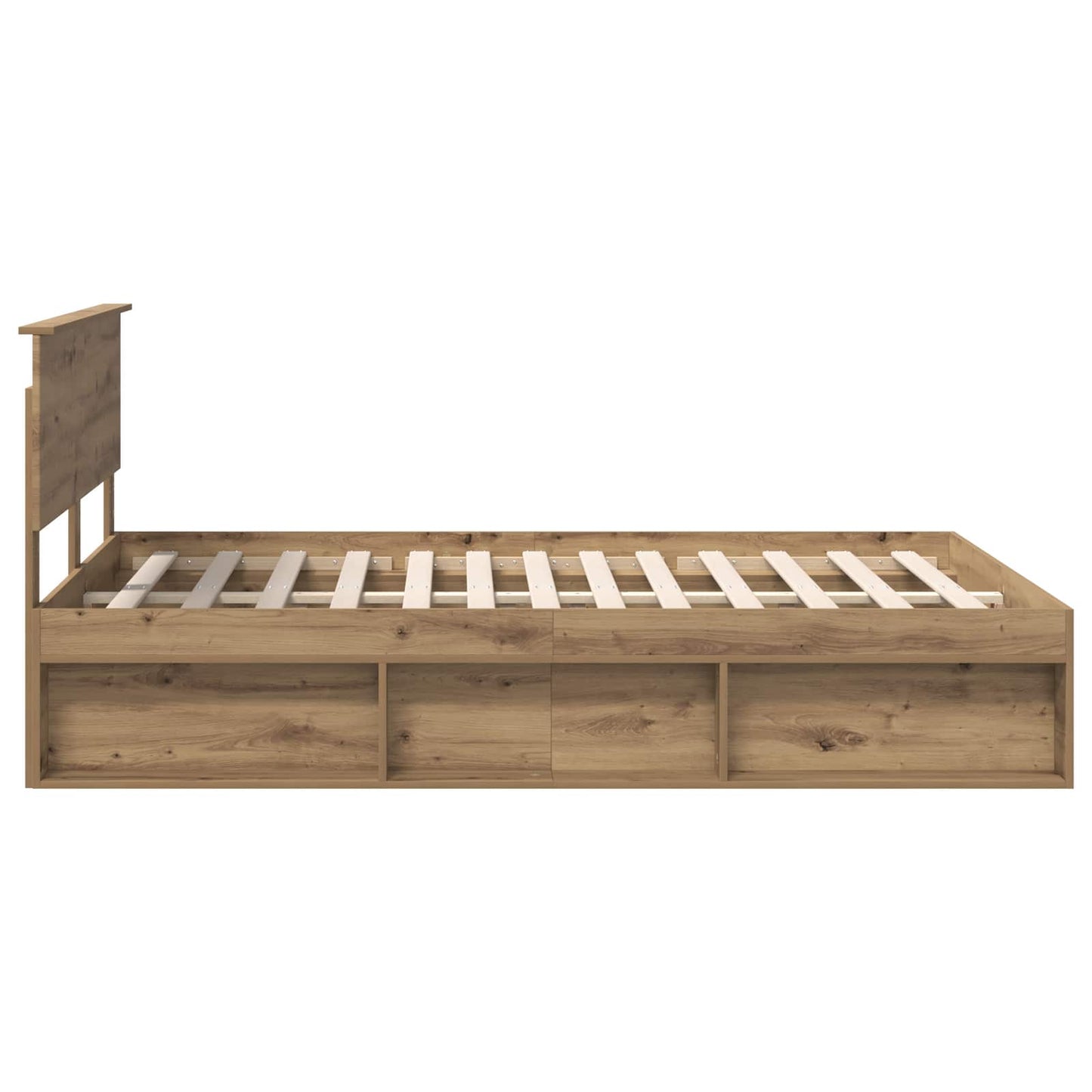 Bed Frame Artisian Oak 140 x 190 cm Solid Pine Wood