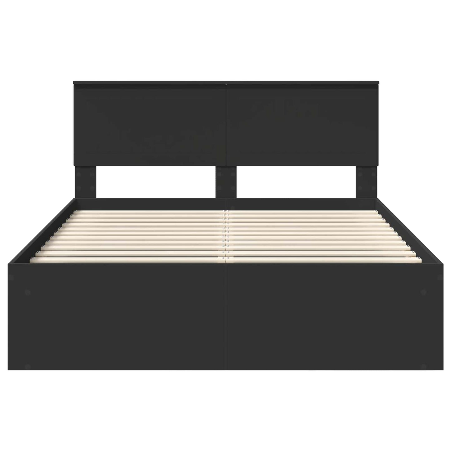Bed Frame with Headboard Black 135 x 190 cm Solid Pine Wood