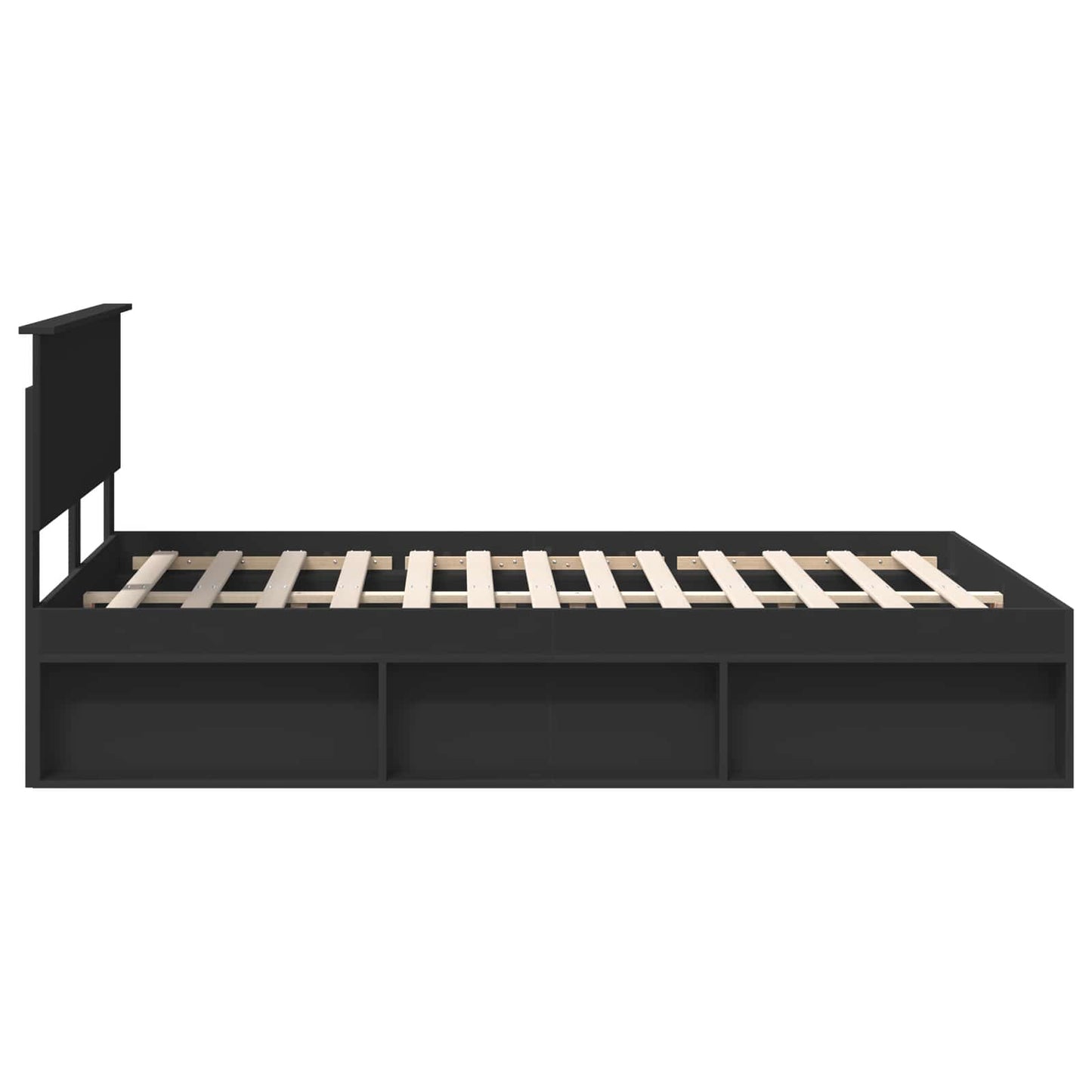 Bed Frame with Headboard Black 135 x 190 cm Solid Pine Wood