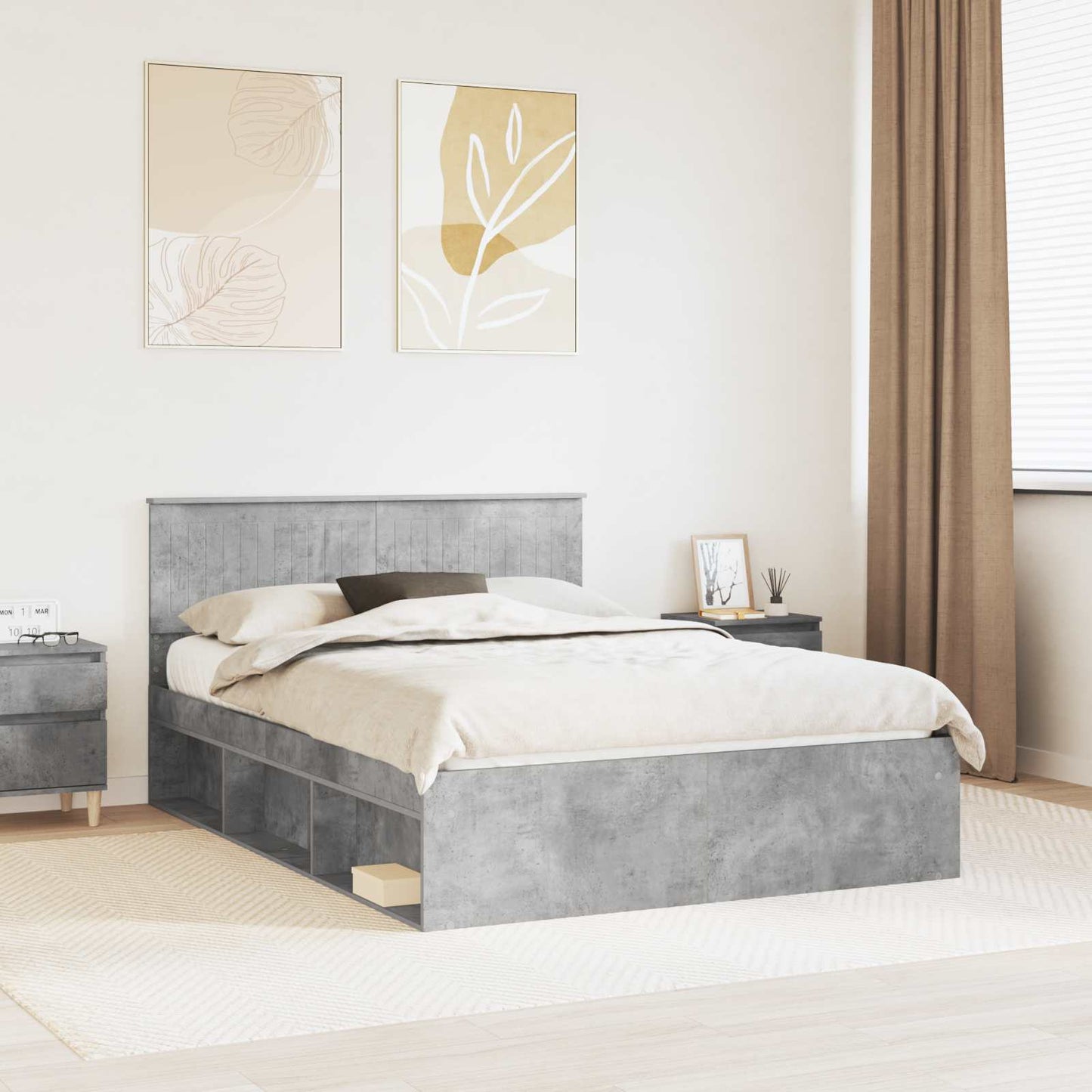 Bed Frame Concerte Grey 135 x 190 cm Solid Pine Wood