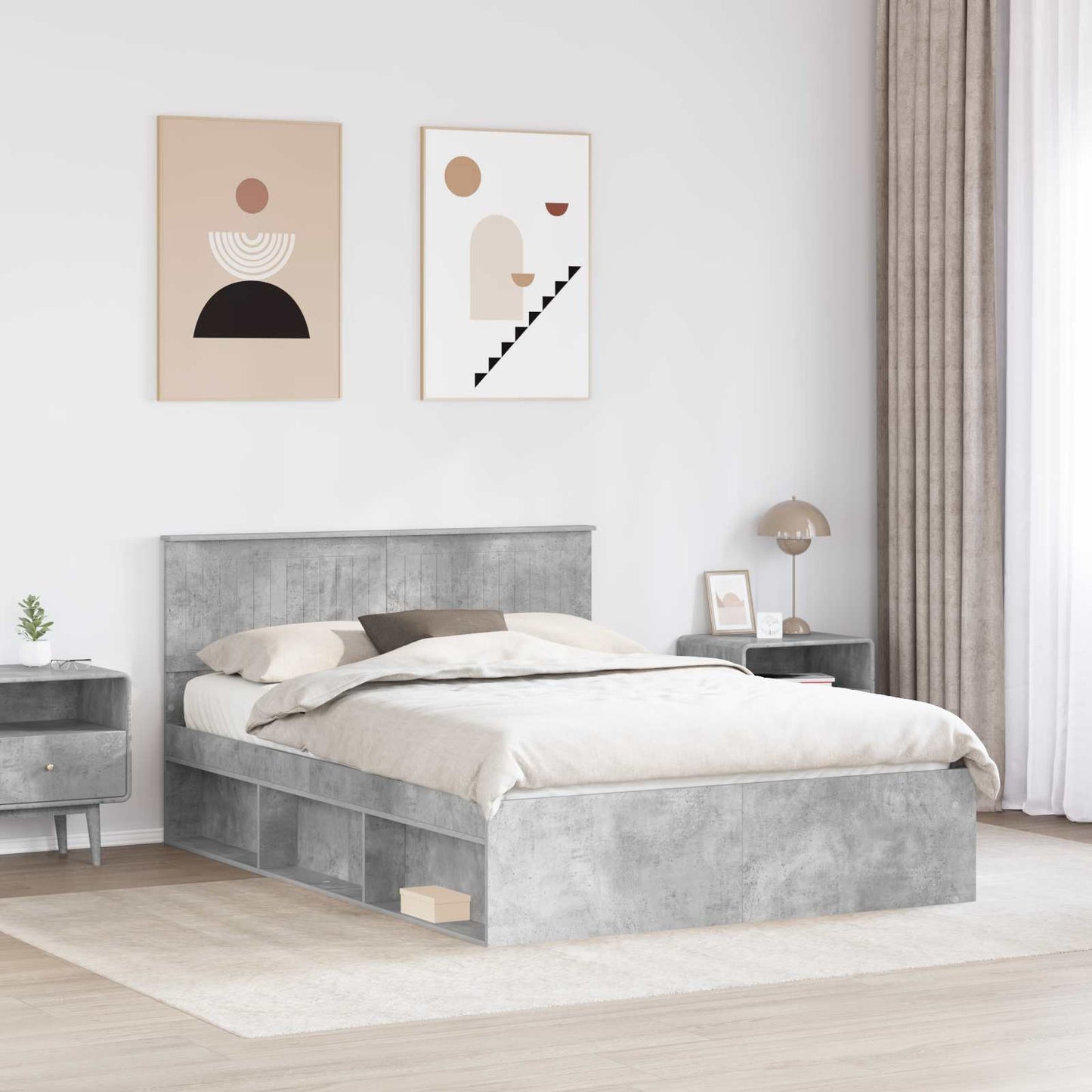 Bed Frame Concerte Grey 135 x 190 cm Solid Pine Wood