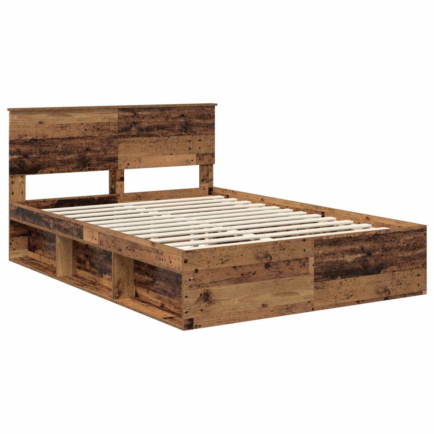 Bed Frame with Headboard Old Wood 135 x 190 cm Solid Pine Wood