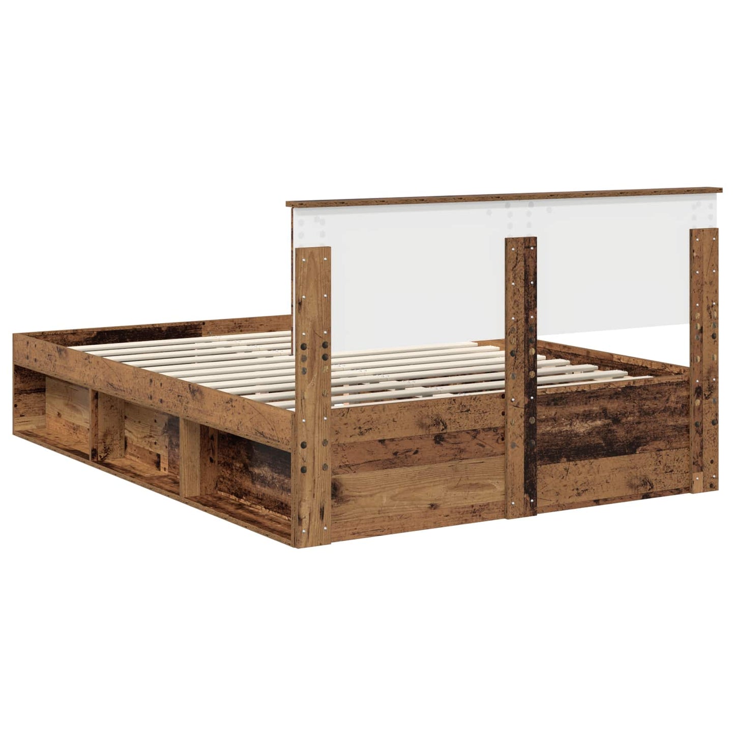 Bed Frame with Headboard Old Wood 135 x 190 cm Solid Pine Wood