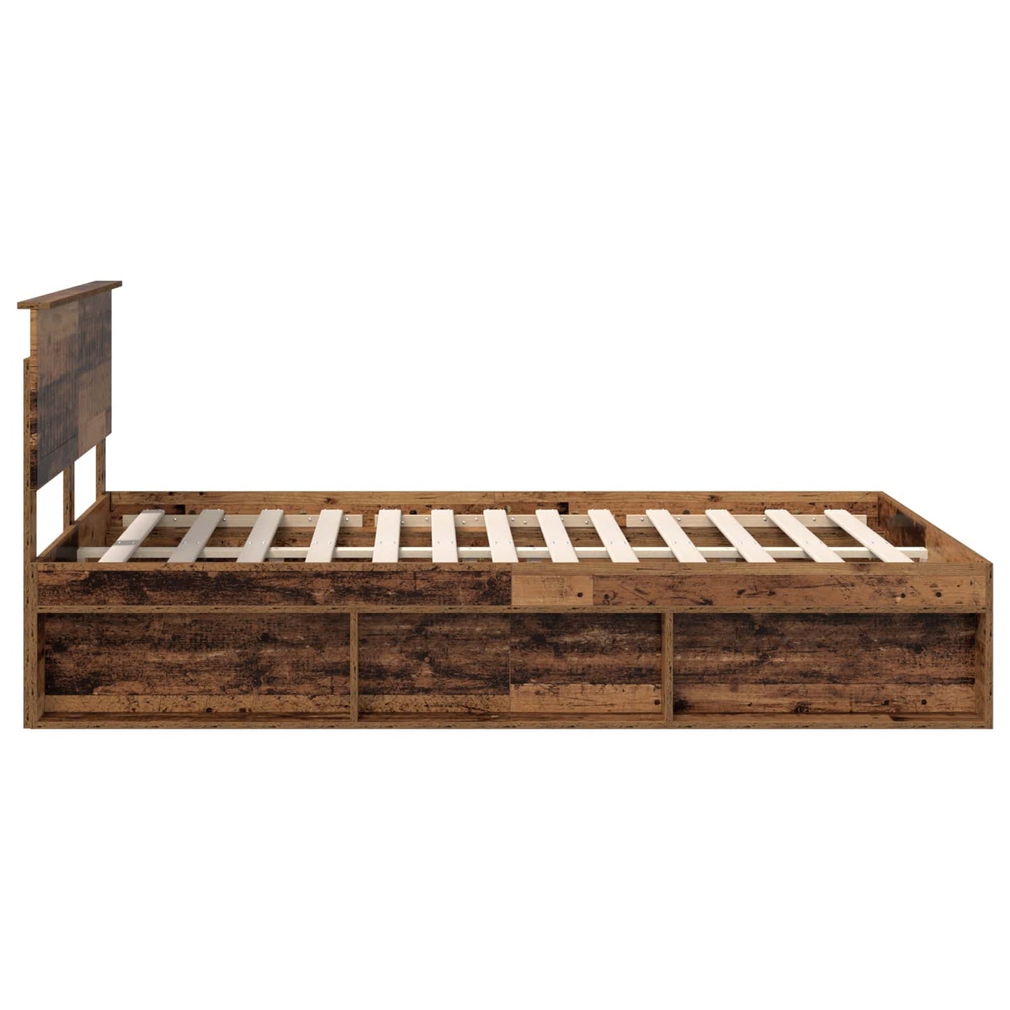 Bed Frame with Headboard Old Wood 135 x 190 cm Solid Pine Wood