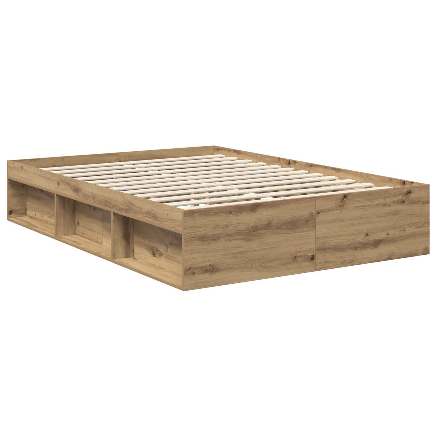 Bed Frame Artisian Oak 135 x 190 cm Solid Pine Wood