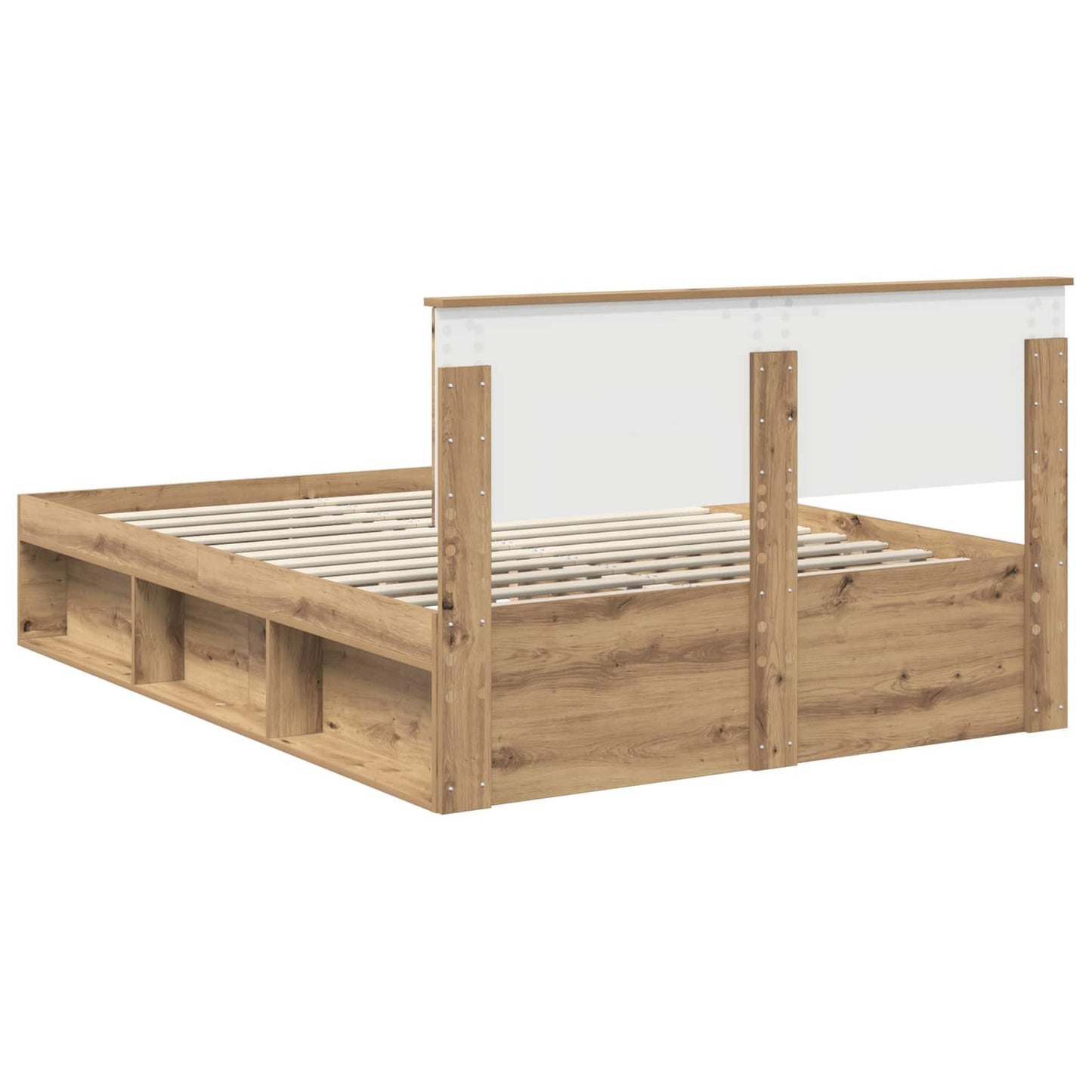 Bed Frame Artisian Oak 135 x 190 cm Solid Pine Wood