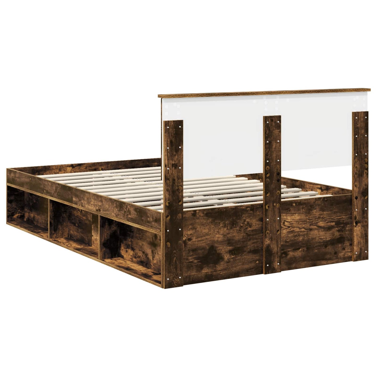 Bed Frame Smoked Oak 120 x 200 cm Solid Pine Wood