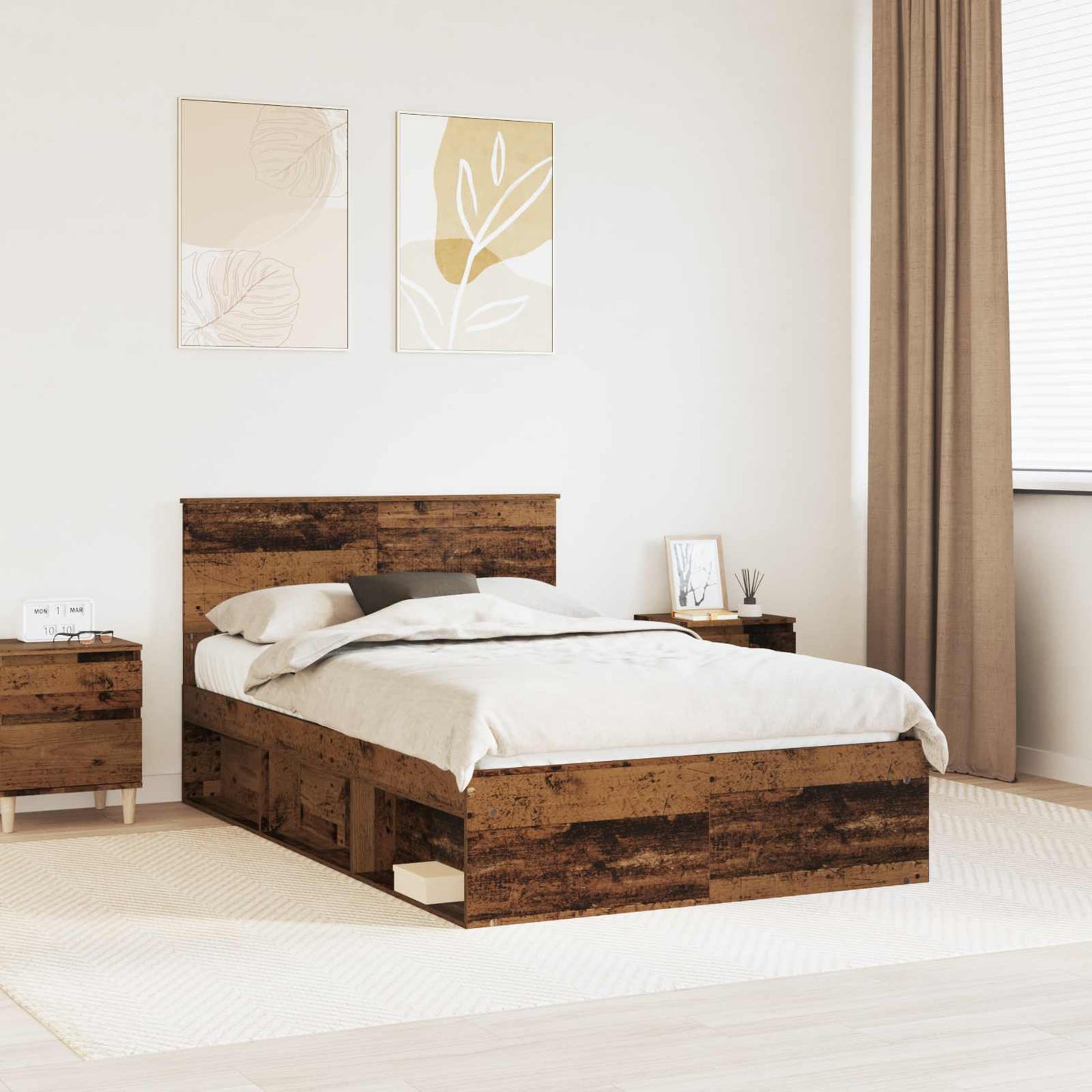 Bed Frame with Headboard Old Wood 120 x 200 cm Solid Pine Wood