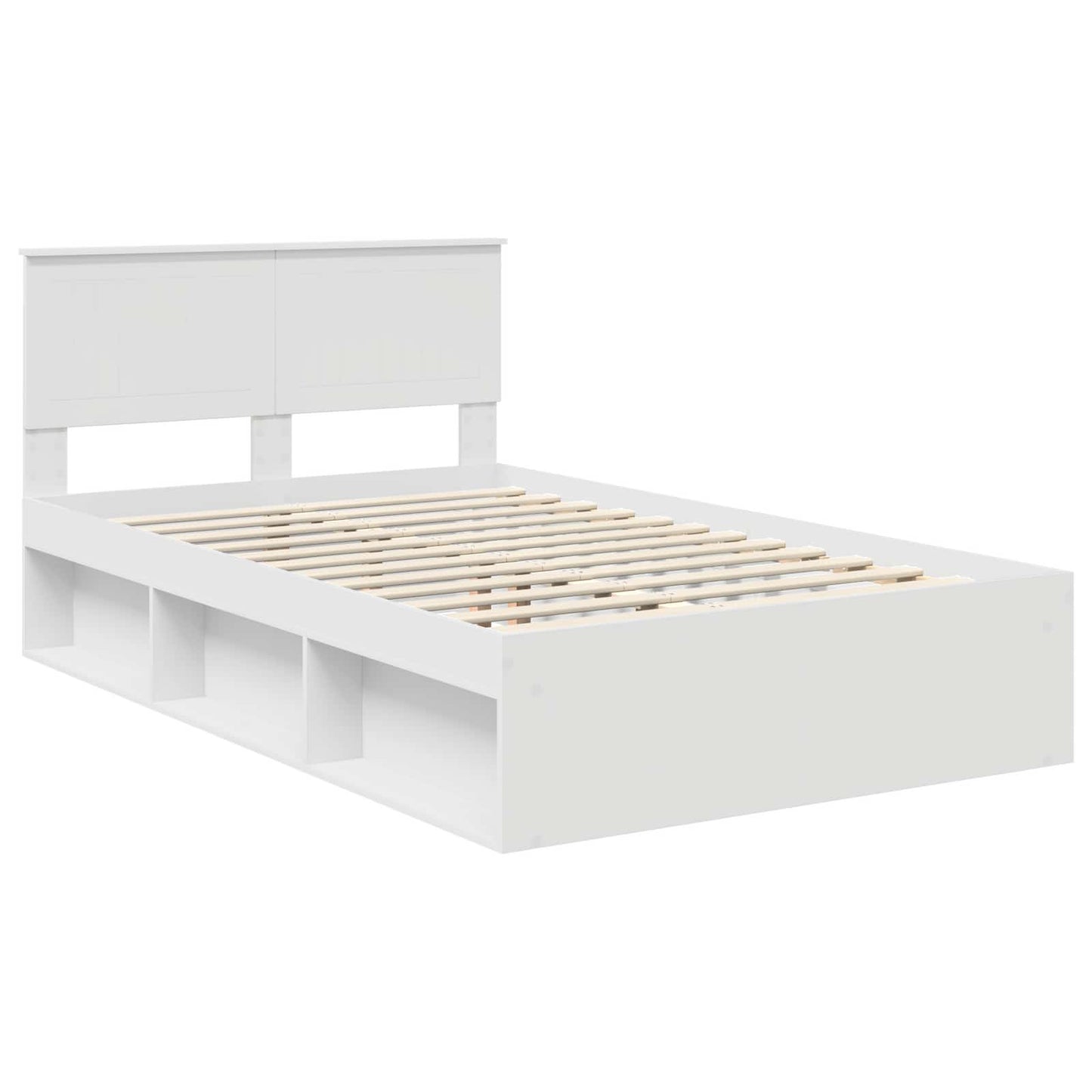 Bed Frame with Headboard White 120 x 190 cm Solid Pine Wood