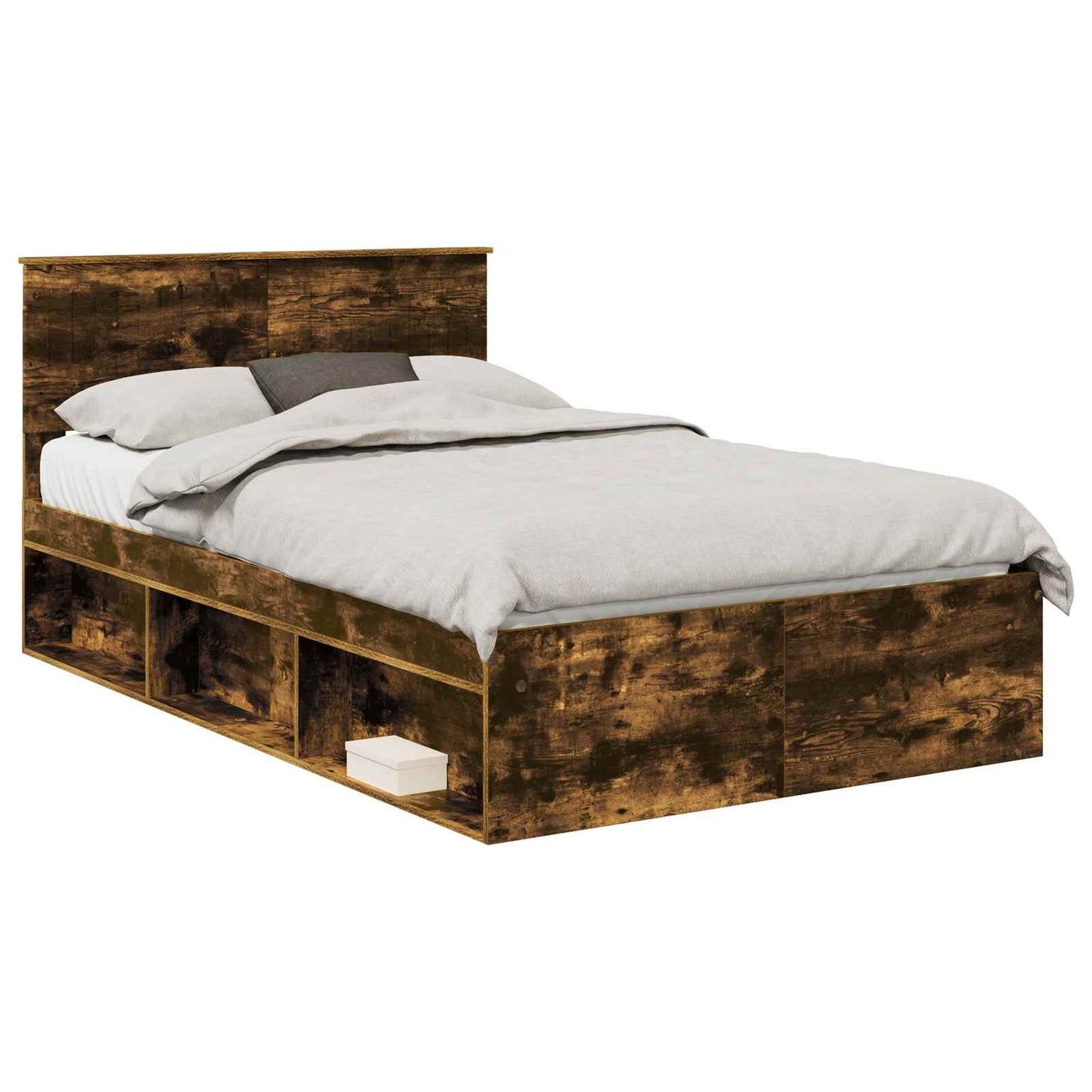 Bed Frame Smoked Oak 120 x 190 cm Solid Pine Wood