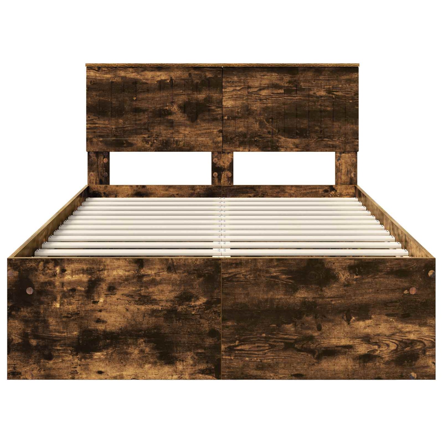 Bed Frame Smoked Oak 120 x 190 cm Solid Pine Wood