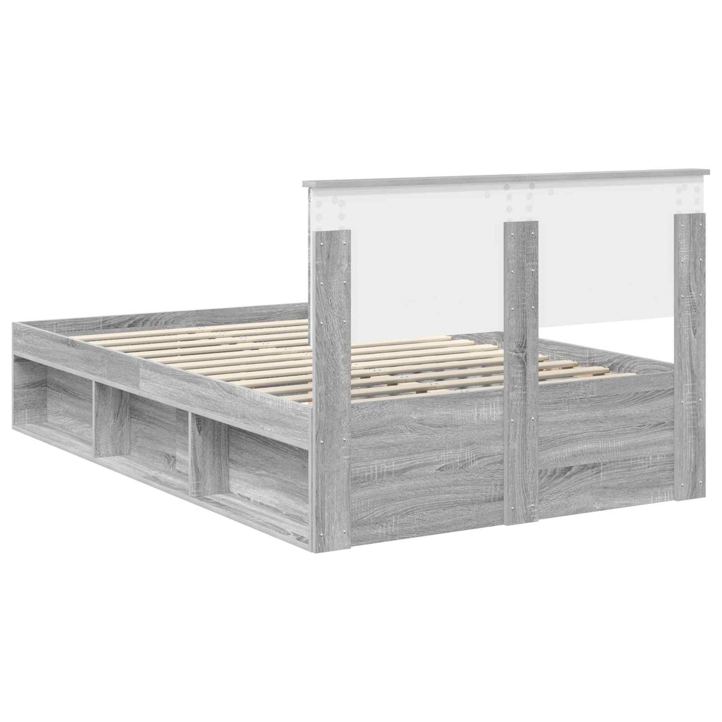 Bed Frame Grey Sonoma 120 x 190 cm Solid Pine Wood
