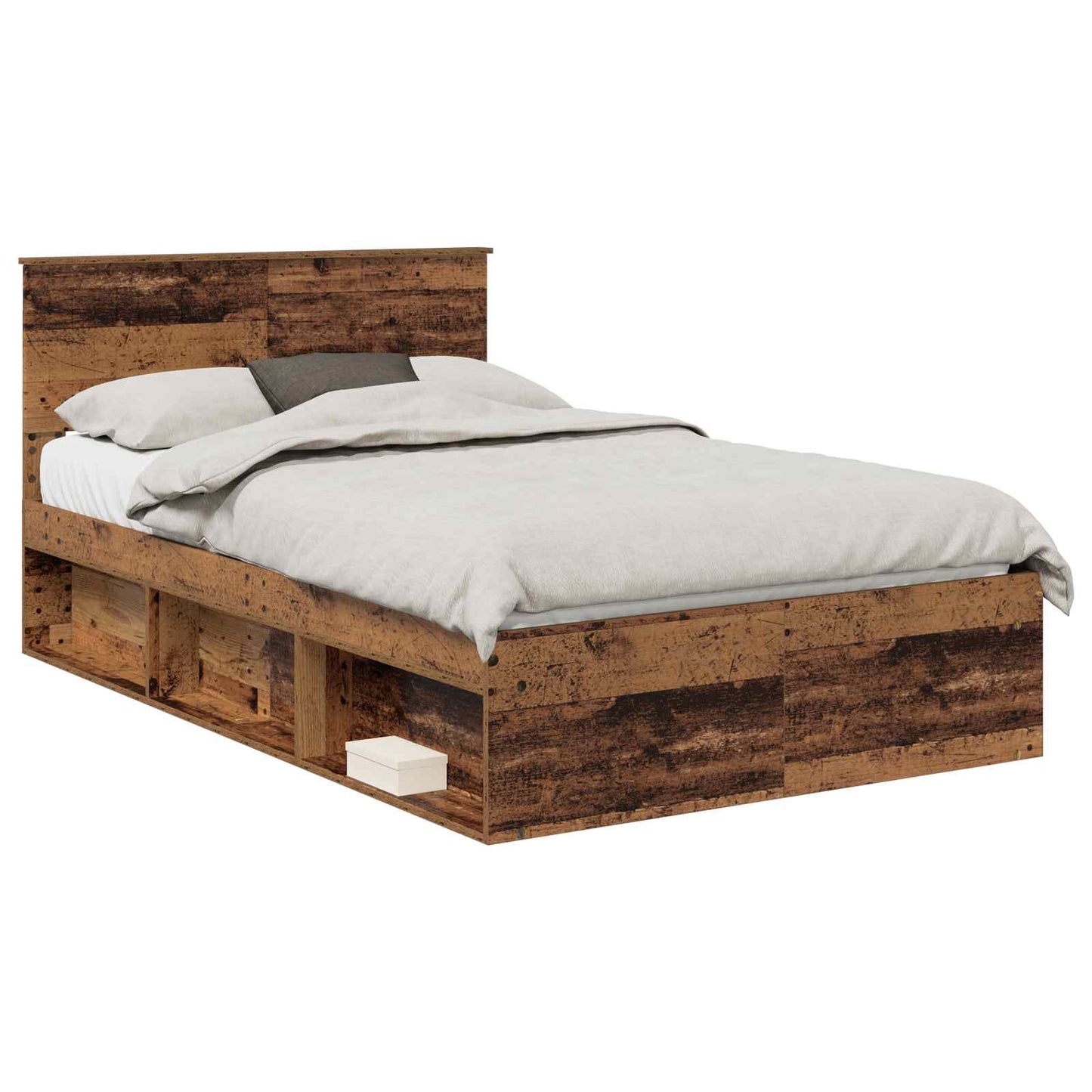 Bed Frame with Headboard Old Wood 120 x 190 cm Solid Pine Wood