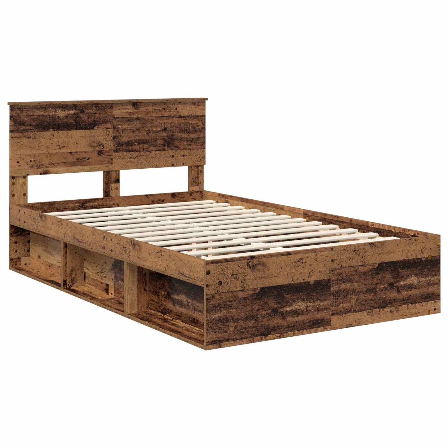 Bed Frame with Headboard Old Wood 120 x 190 cm Solid Pine Wood