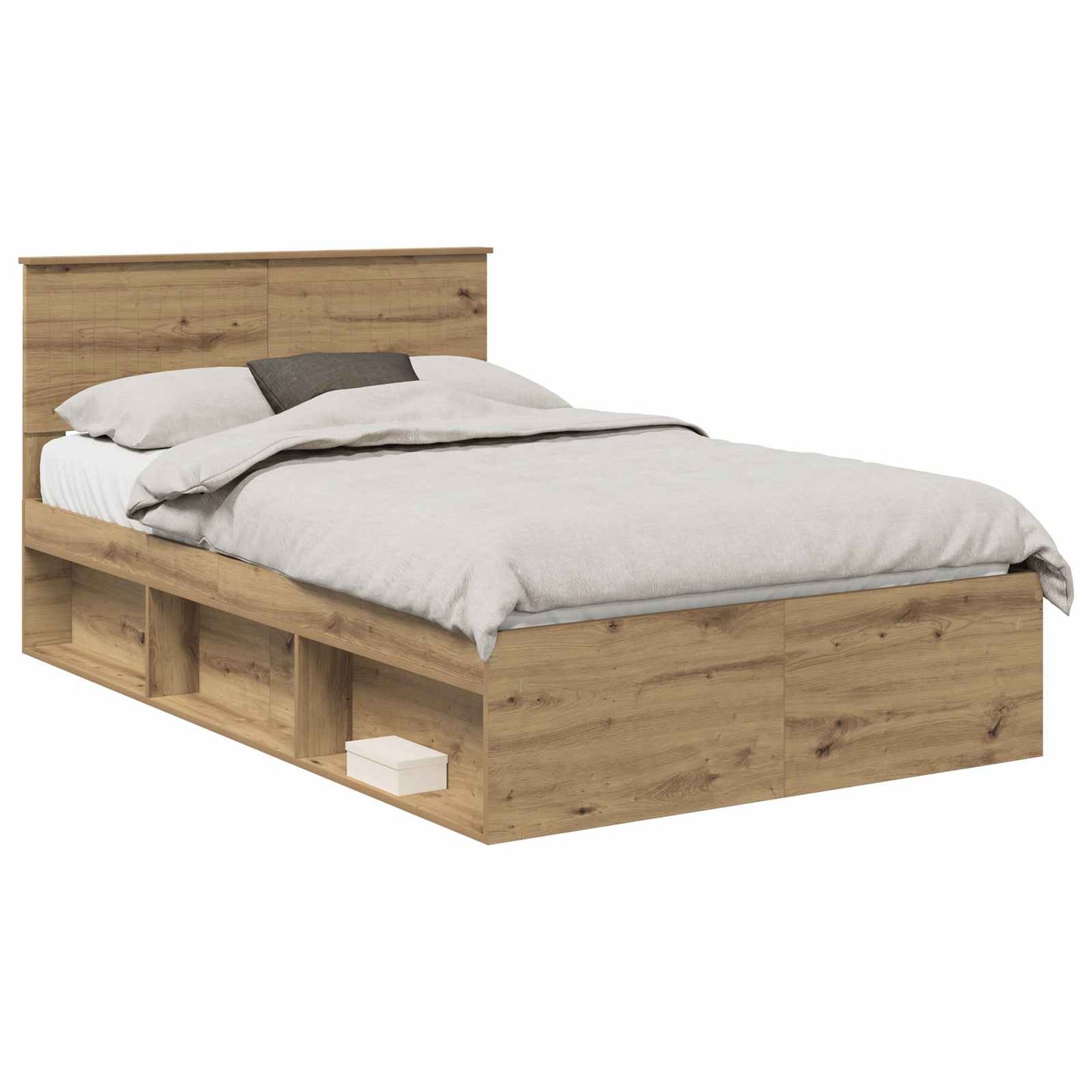 Bed Frame Artisian Oak 120 x 190 cm Solid Pine Wood