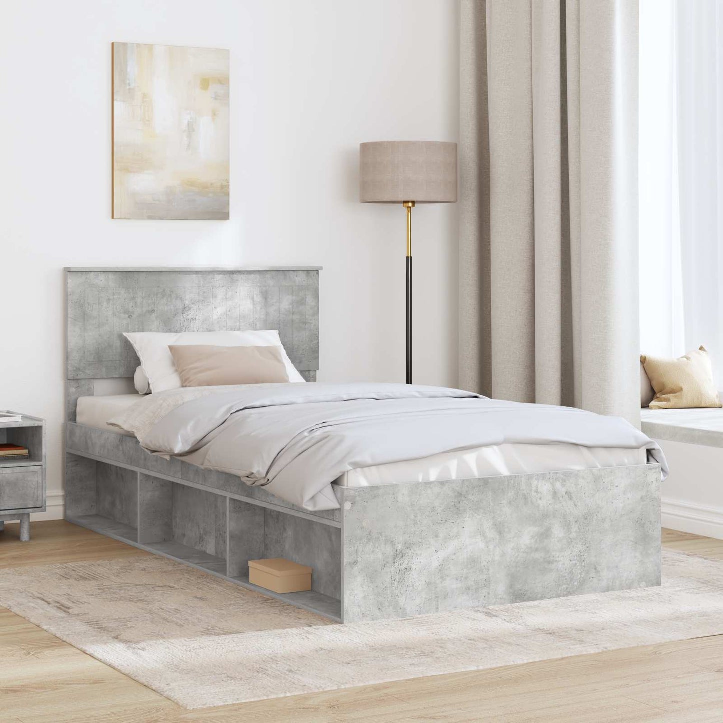 Bed Frame Concerte Grey 100 x 200 cm Solid Pine Wood