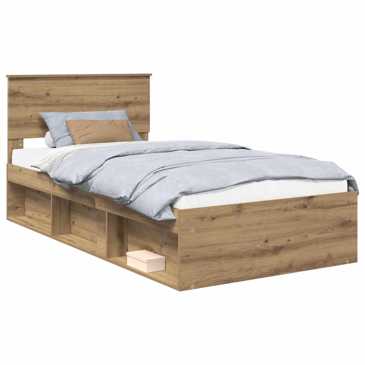 Bed Frame Artisian Oak 100 x 200 cm Solid Pine Wood