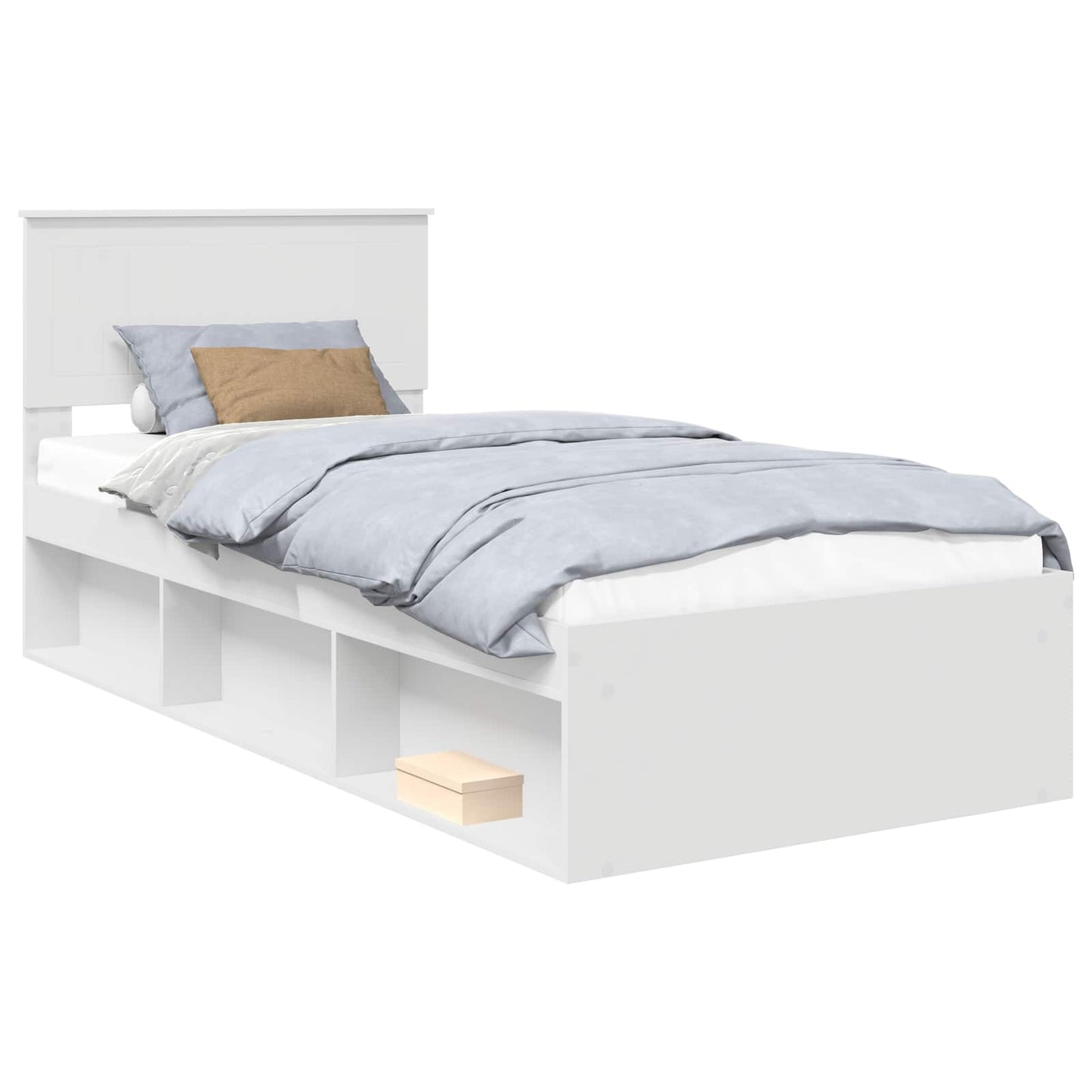 Bed Frame with Headboard White 90 x 200 cm Solid Pine Wood