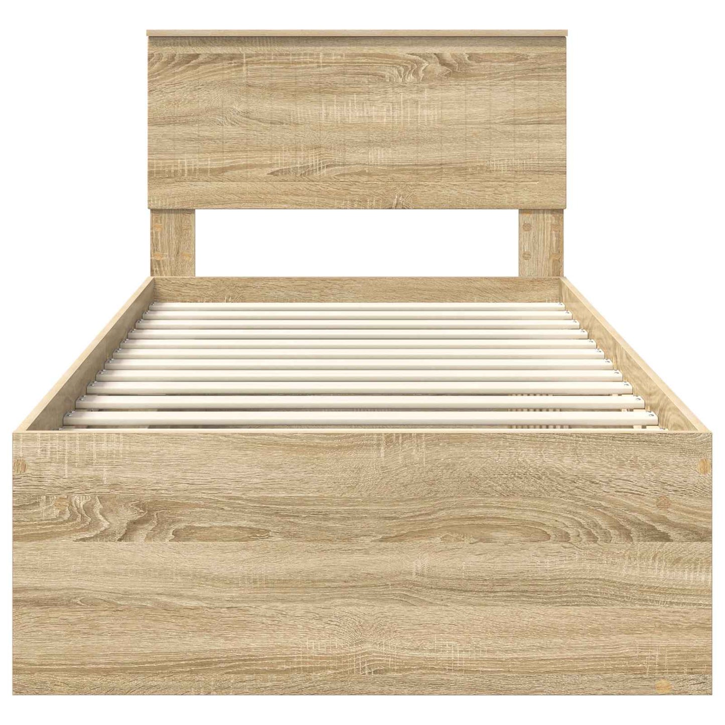 Bed Frame with Headboard Sonoma Oak 90 x 200 cm Solid Pine Wood