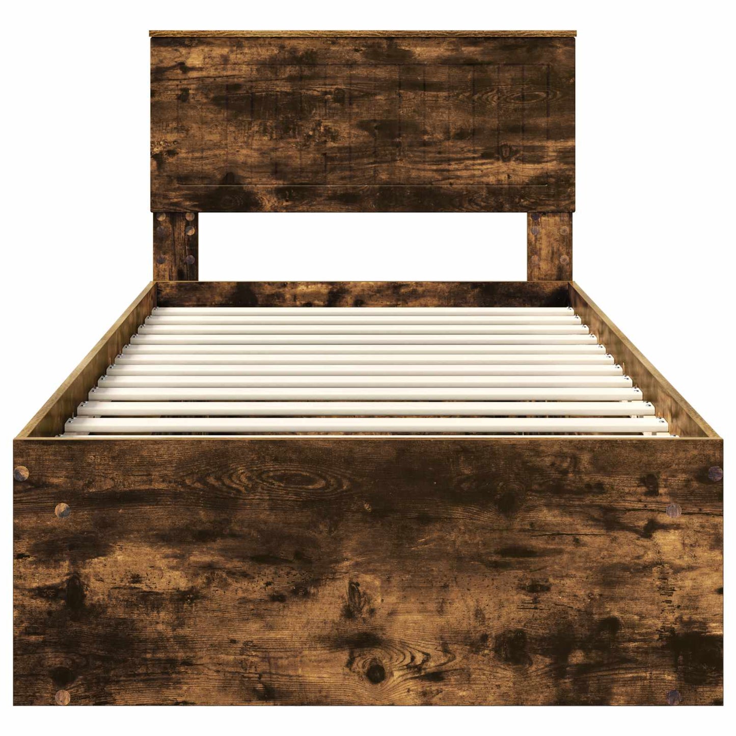 Bed Frame with Headboard Smoked Oak 90 x 200 cm Solid Pine Wood