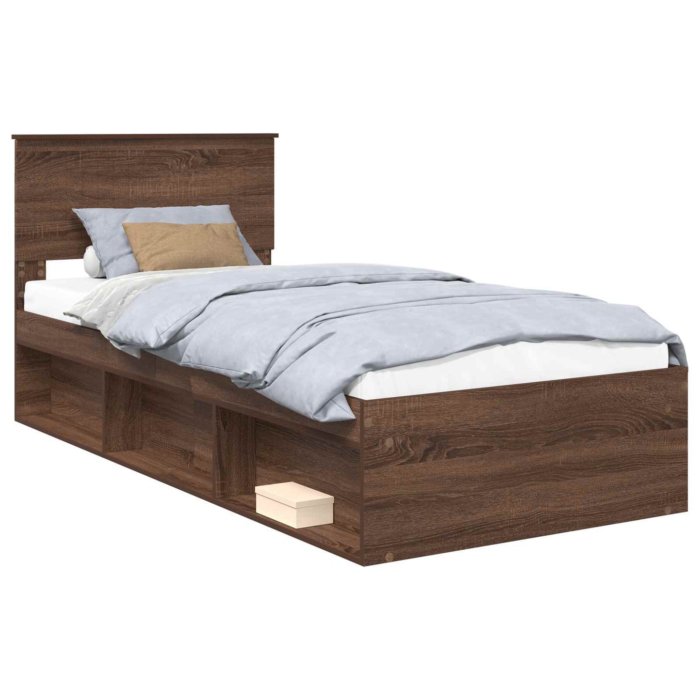 Bed Frame with Headboard Brown Oak 90 x 200 cm Solid Pine Wood