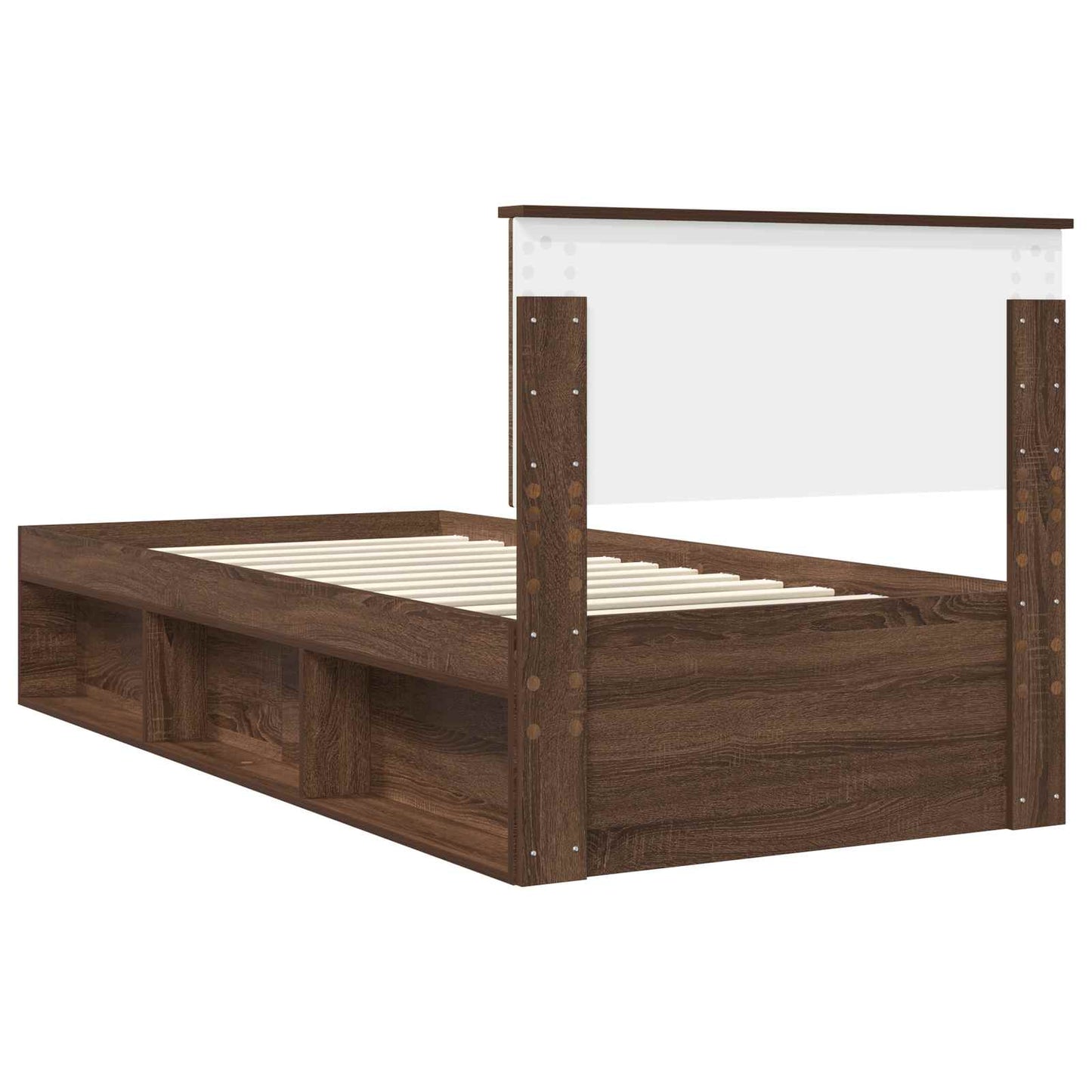 Bed Frame with Headboard Brown Oak 90 x 200 cm Solid Pine Wood