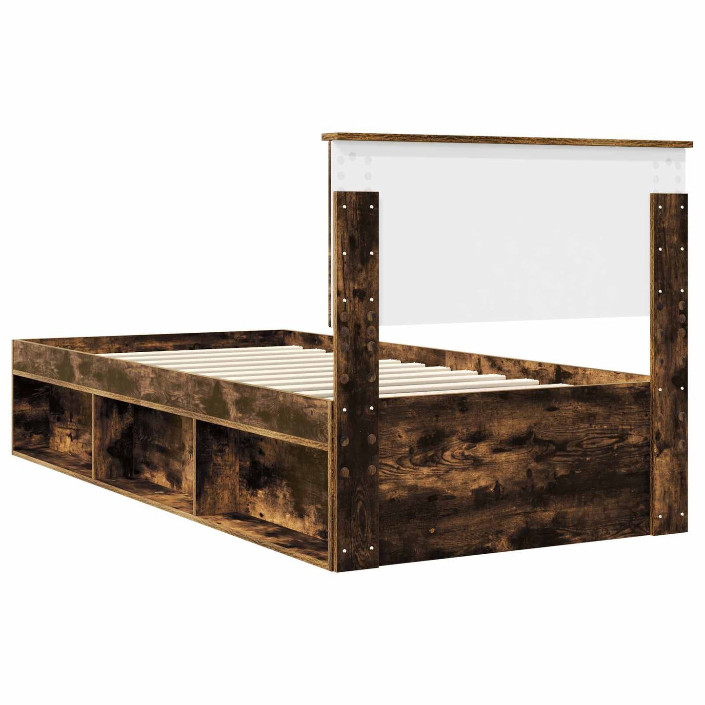 Bed Frame with Headboard Smoked Oak 90 x 190 cm Solid Pine Wood