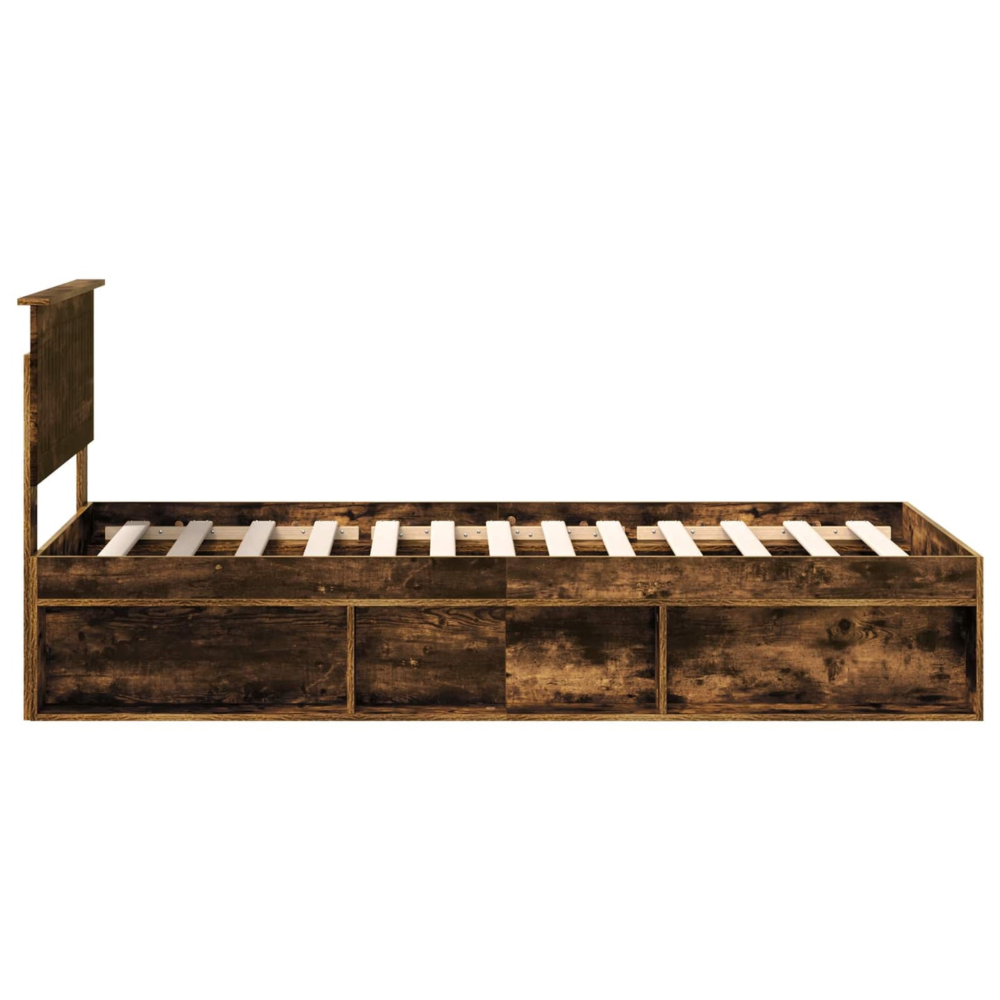 Bed Frame with Headboard Smoked Oak 90 x 190 cm Solid Pine Wood
