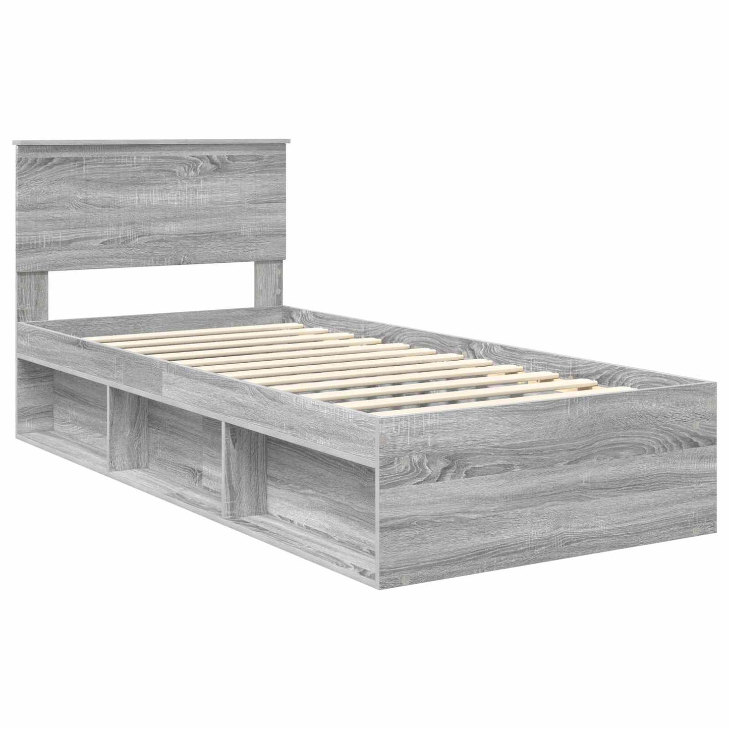 Bed Frame Grey Sonoma 90 x 190 cm Solid Pine Wood