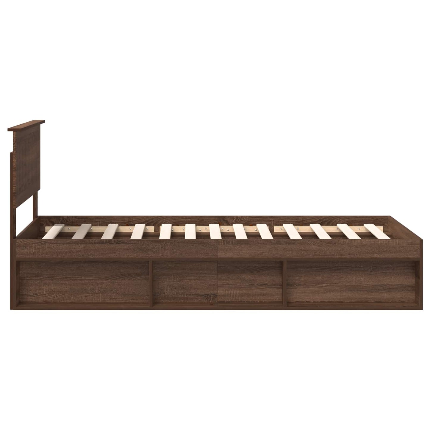 Bed Frame with Headboard Brown Oak 90 x 190 cm Solid Pine Wood