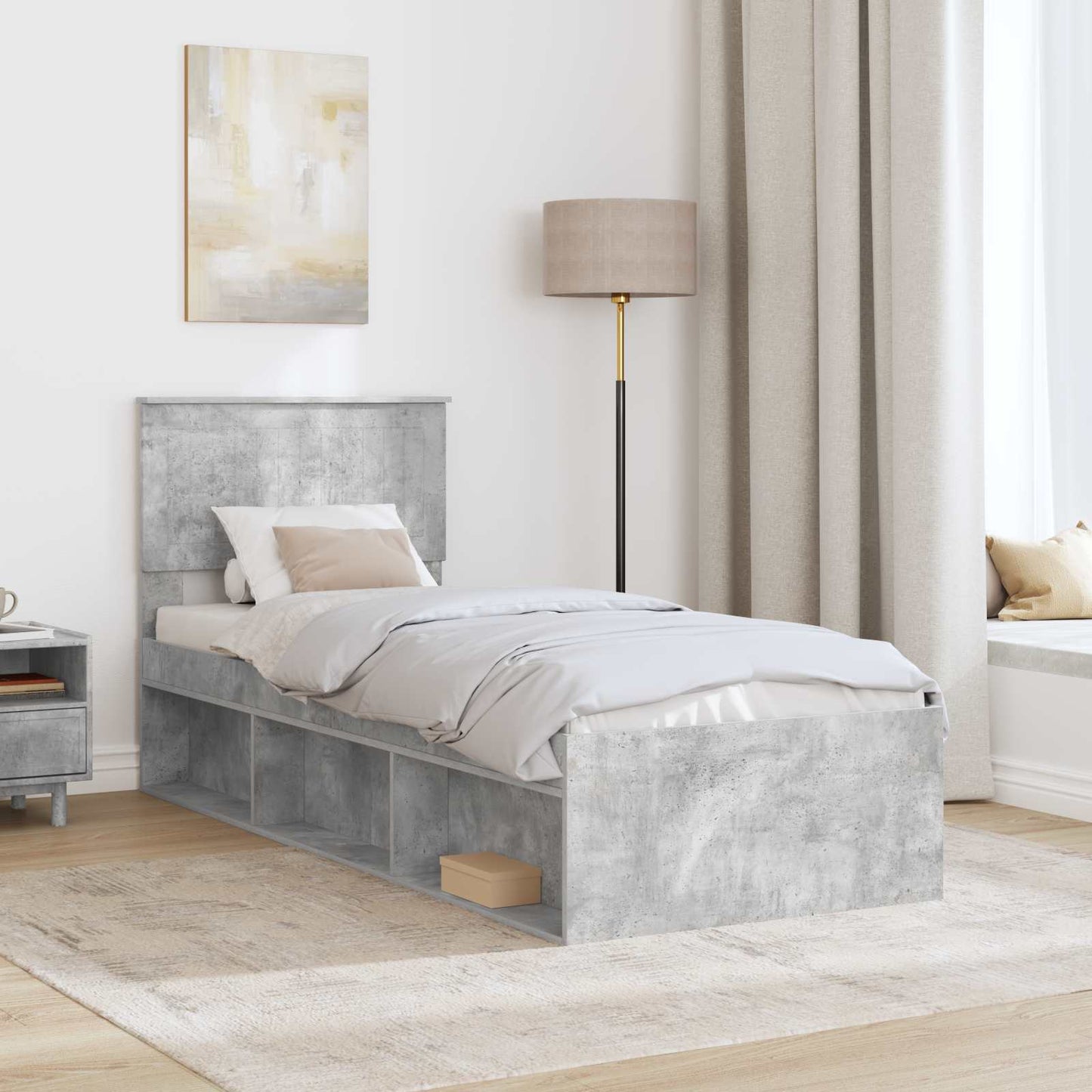Bed Frame Concerte Grey 75 x 190 cm Solid Pine Wood