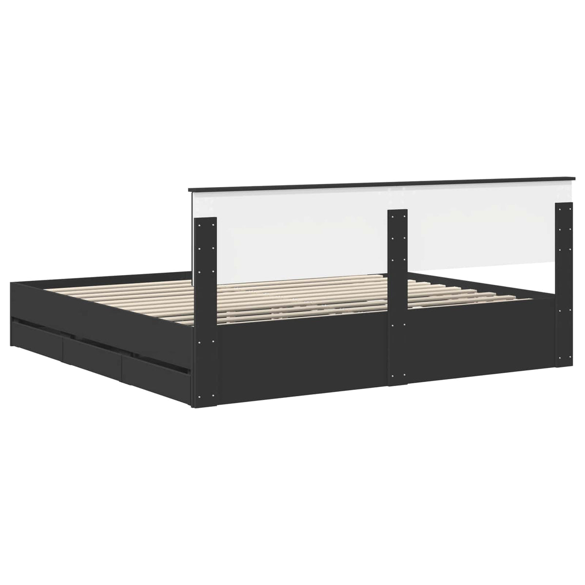Bed Frame with Drawer Black 200 x 200 cm Engineer Wood