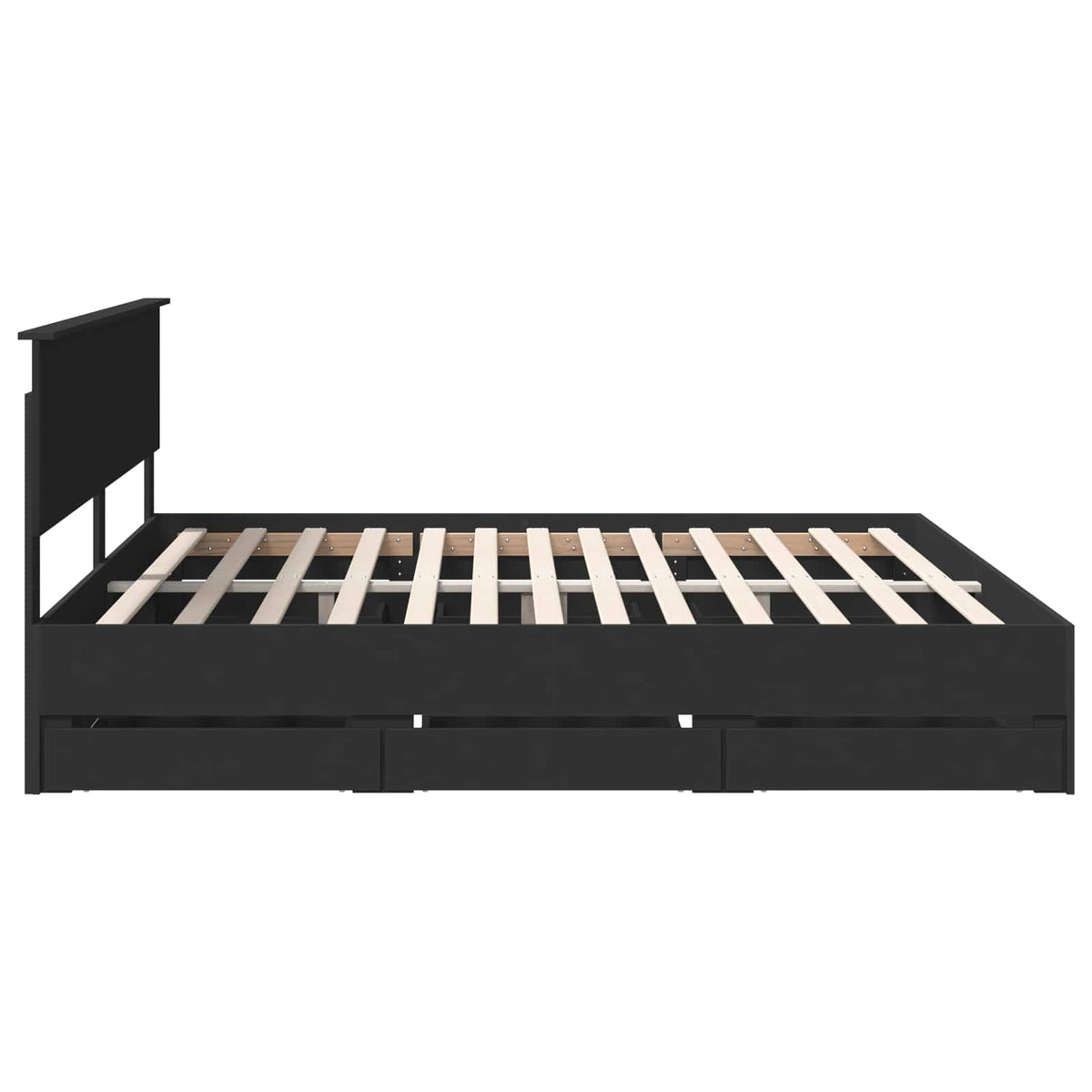 Bed Frame with Drawer Black 200 x 200 cm Engineer Wood