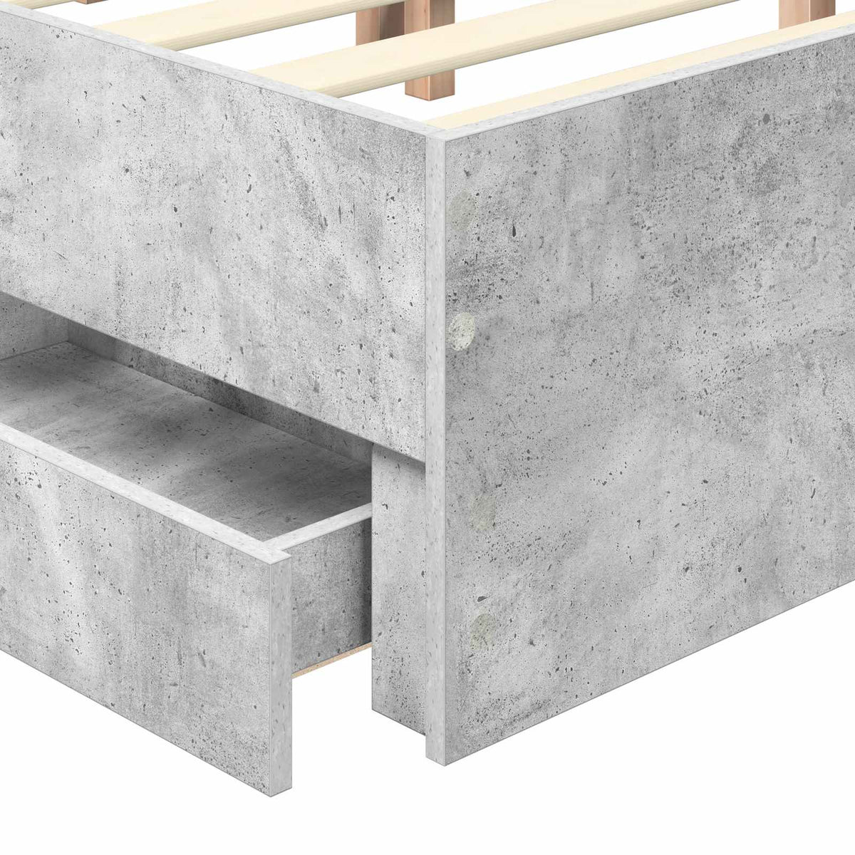 Bed Frame with Drawer Concrete Grey 200 x 200 cm Engineer Wood