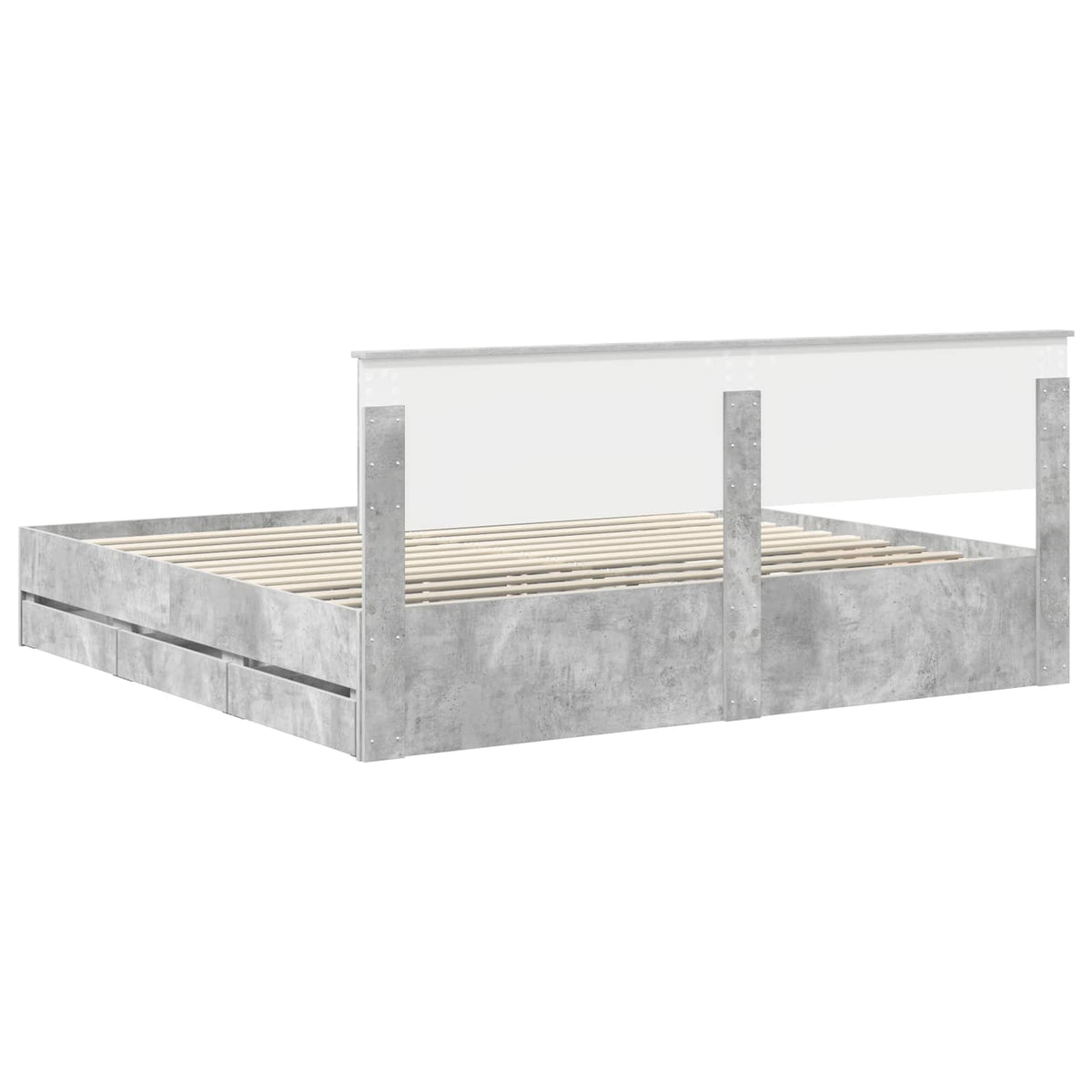 Bed Frame with Drawer Concrete Grey 200 x 200 cm Engineer Wood