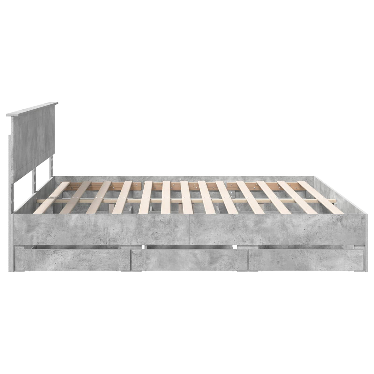 Bed Frame with Drawer Concrete Grey 200 x 200 cm Engineer Wood