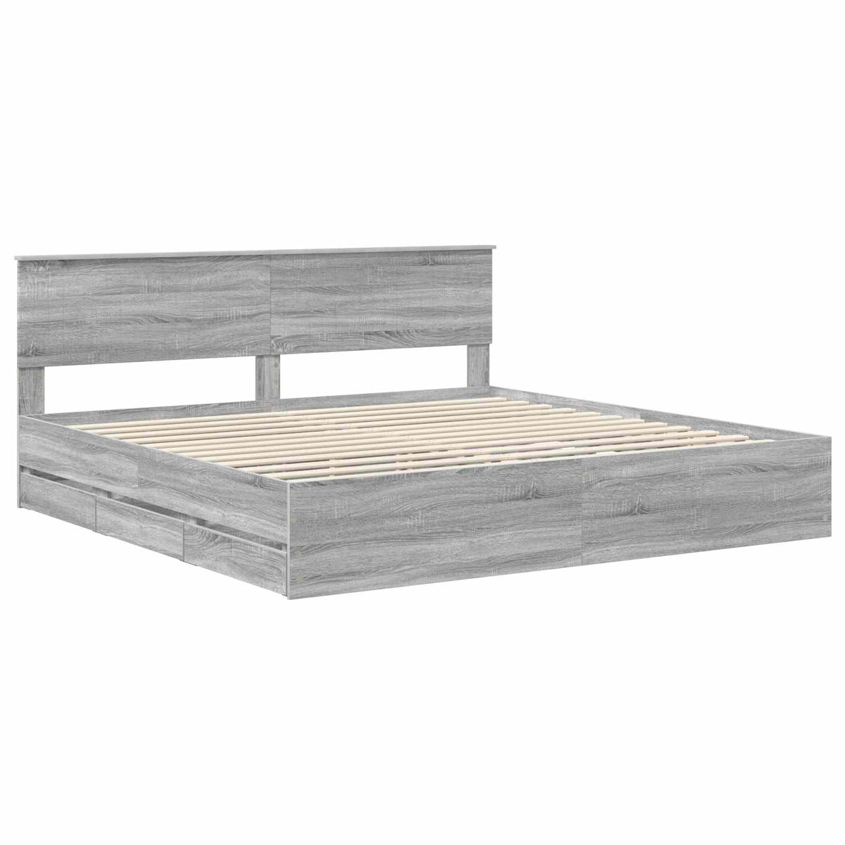 Bed Frame with Drawer Grey Sonoma 200 x 200 cm Engineer Wood