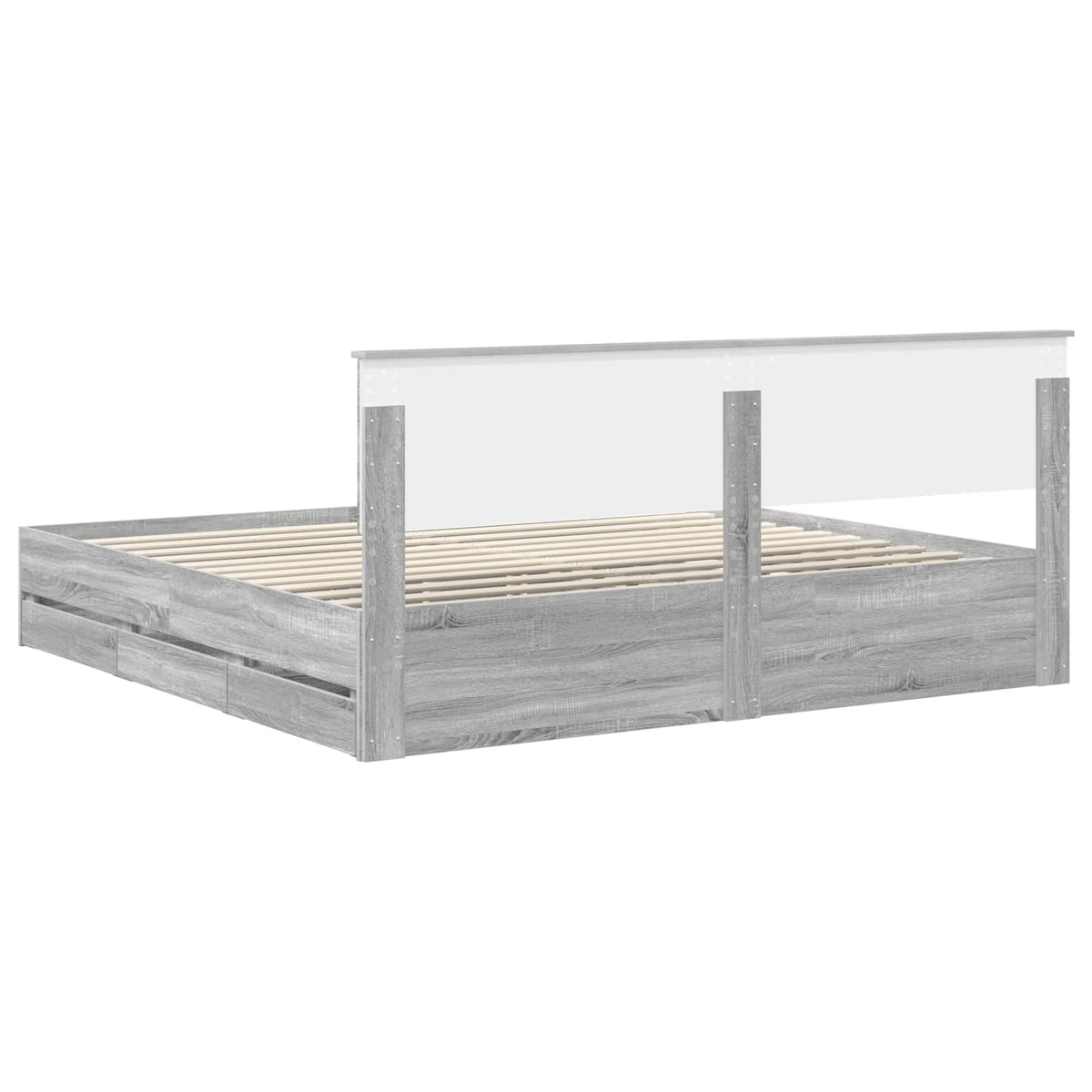 Bed Frame with Drawer Grey Sonoma 200 x 200 cm Engineer Wood