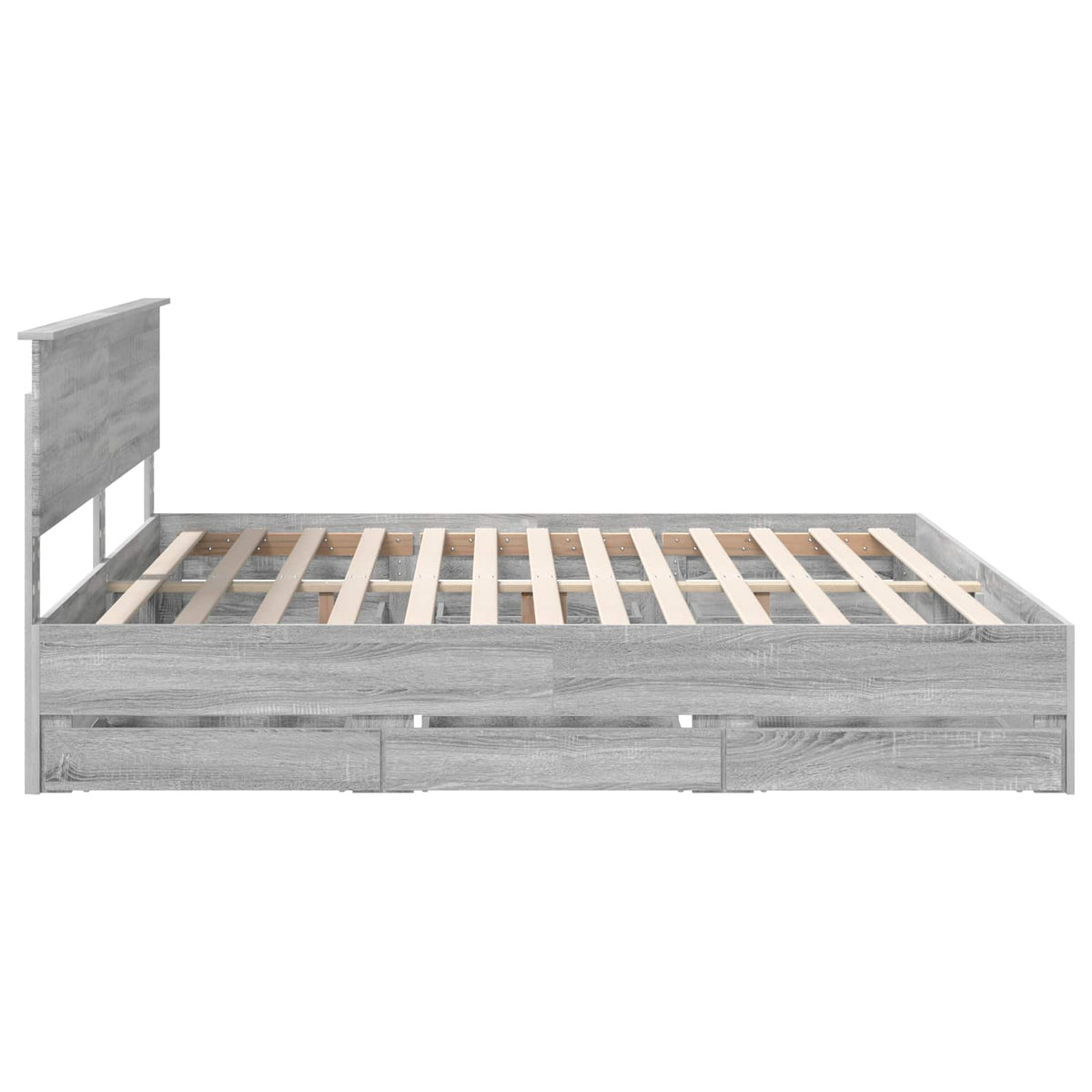 Bed Frame with Drawer Grey Sonoma 200 x 200 cm Engineer Wood