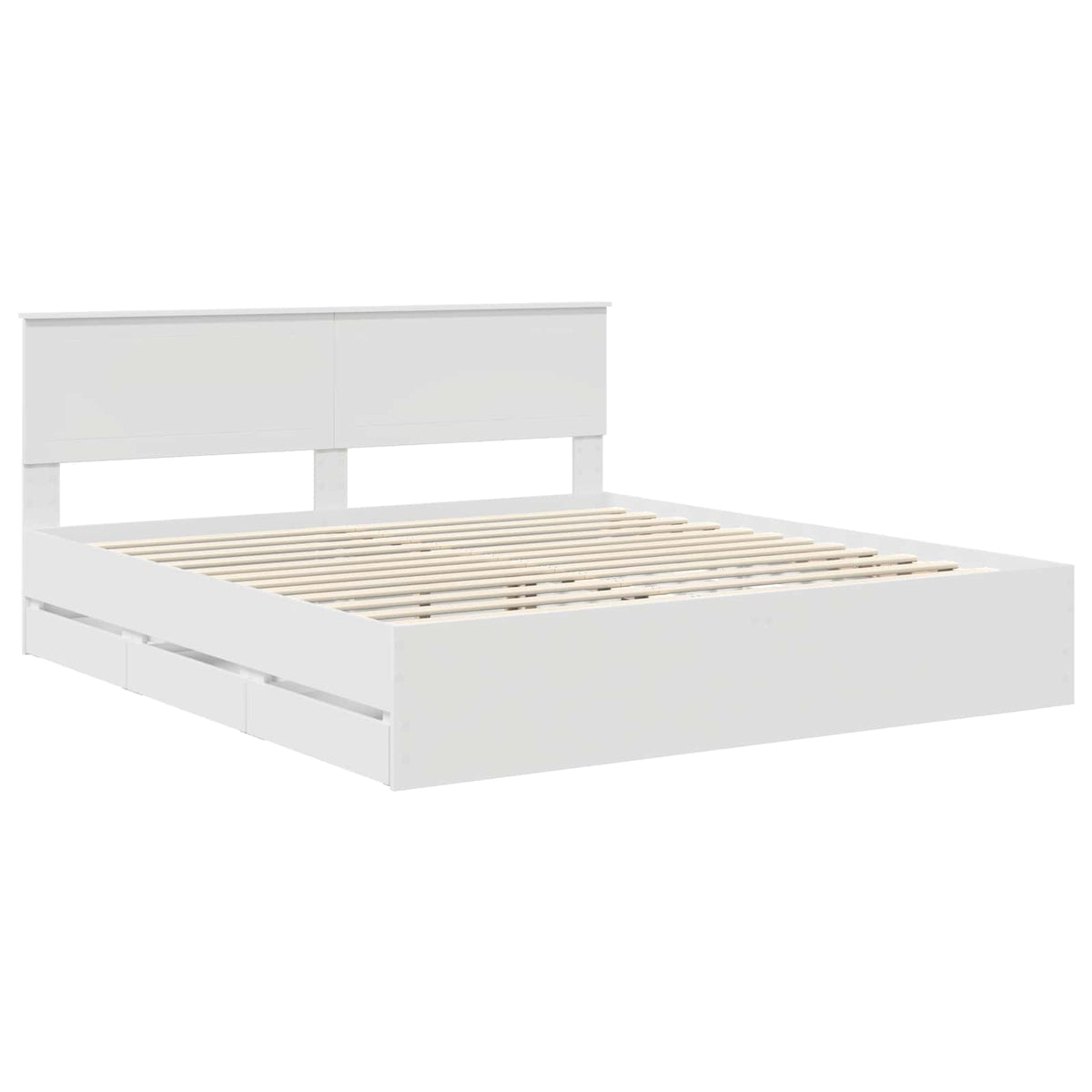 Bed Frame with Drawer White 180 x 200 cm Engineer Wood