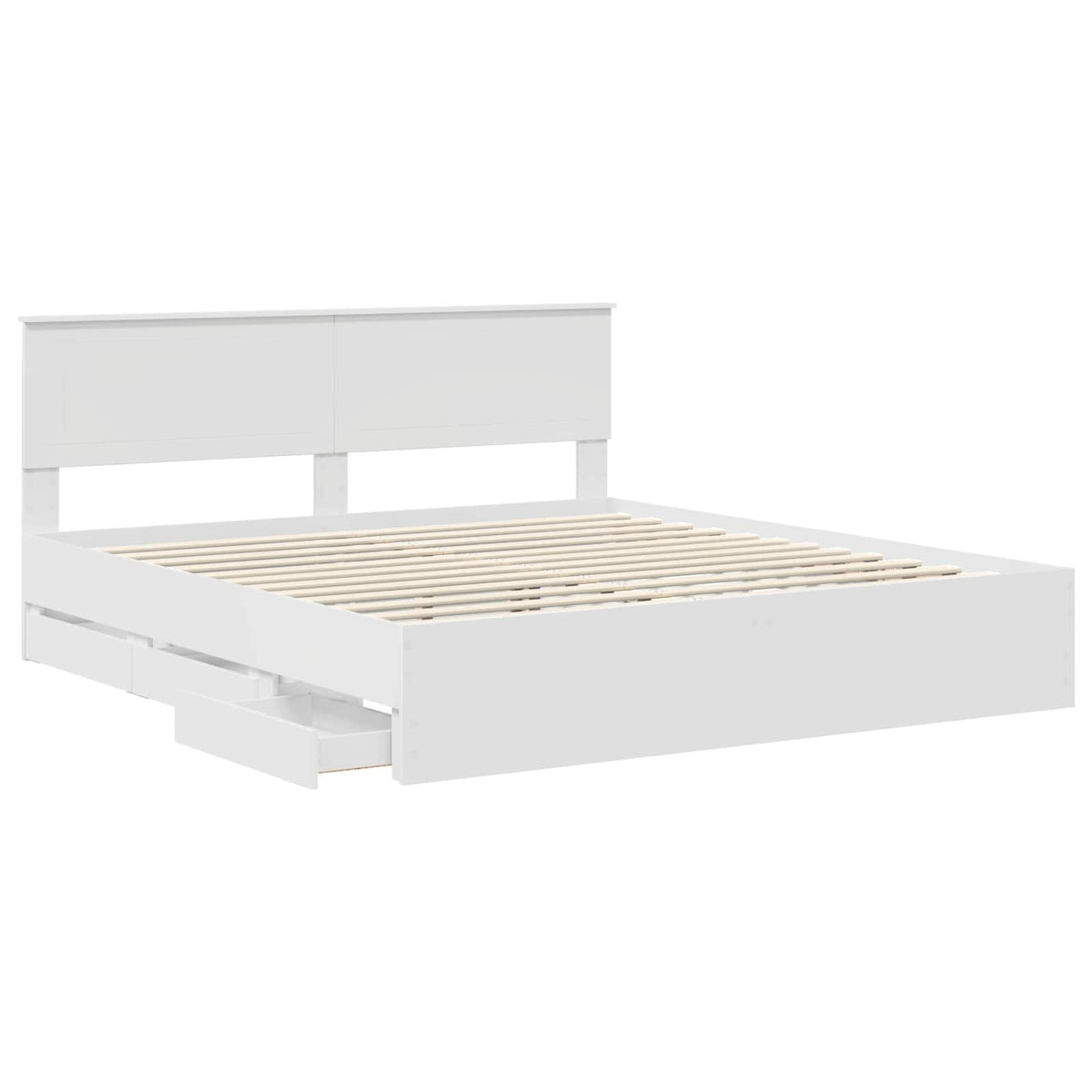 Bed Frame with Drawer White 180 x 200 cm Engineer Wood