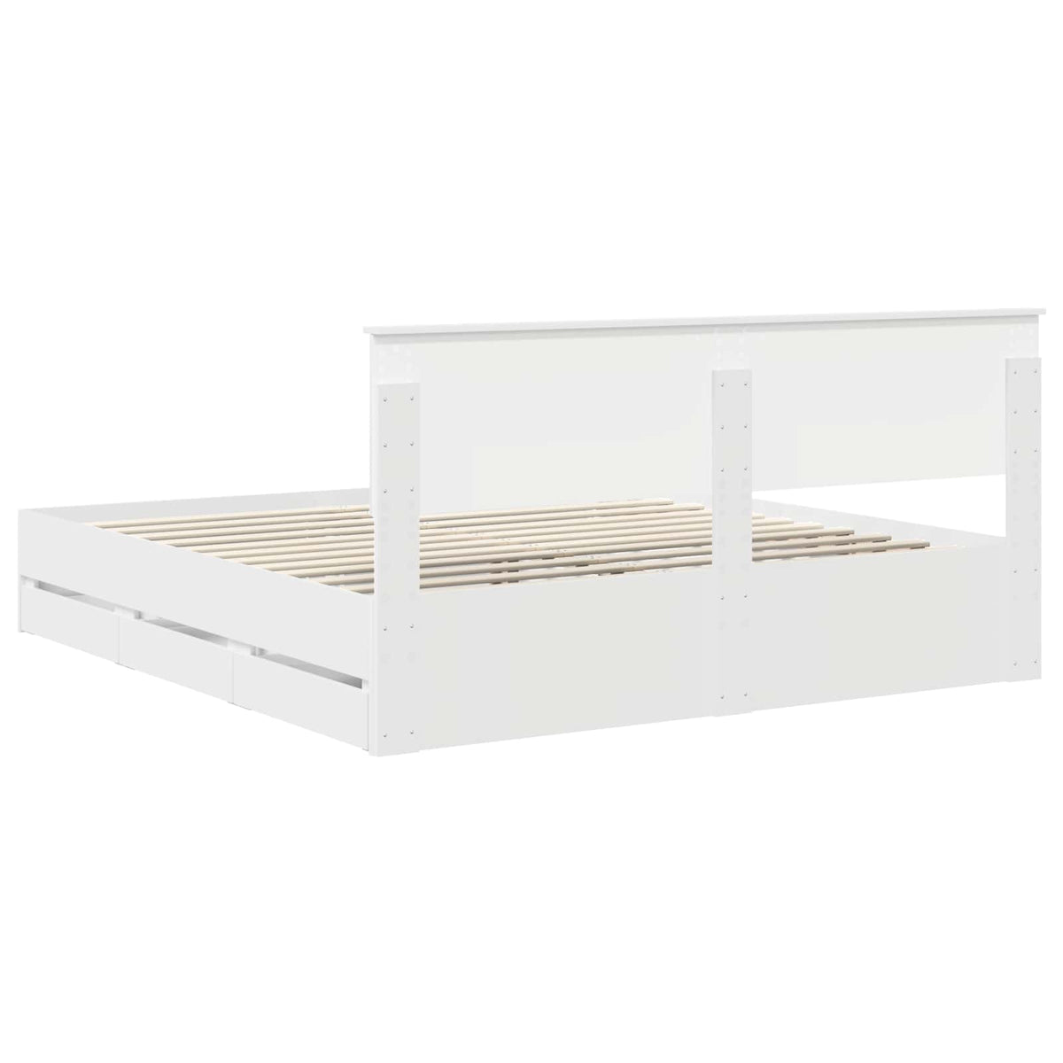 Bed Frame with Drawer White 180 x 200 cm Engineer Wood