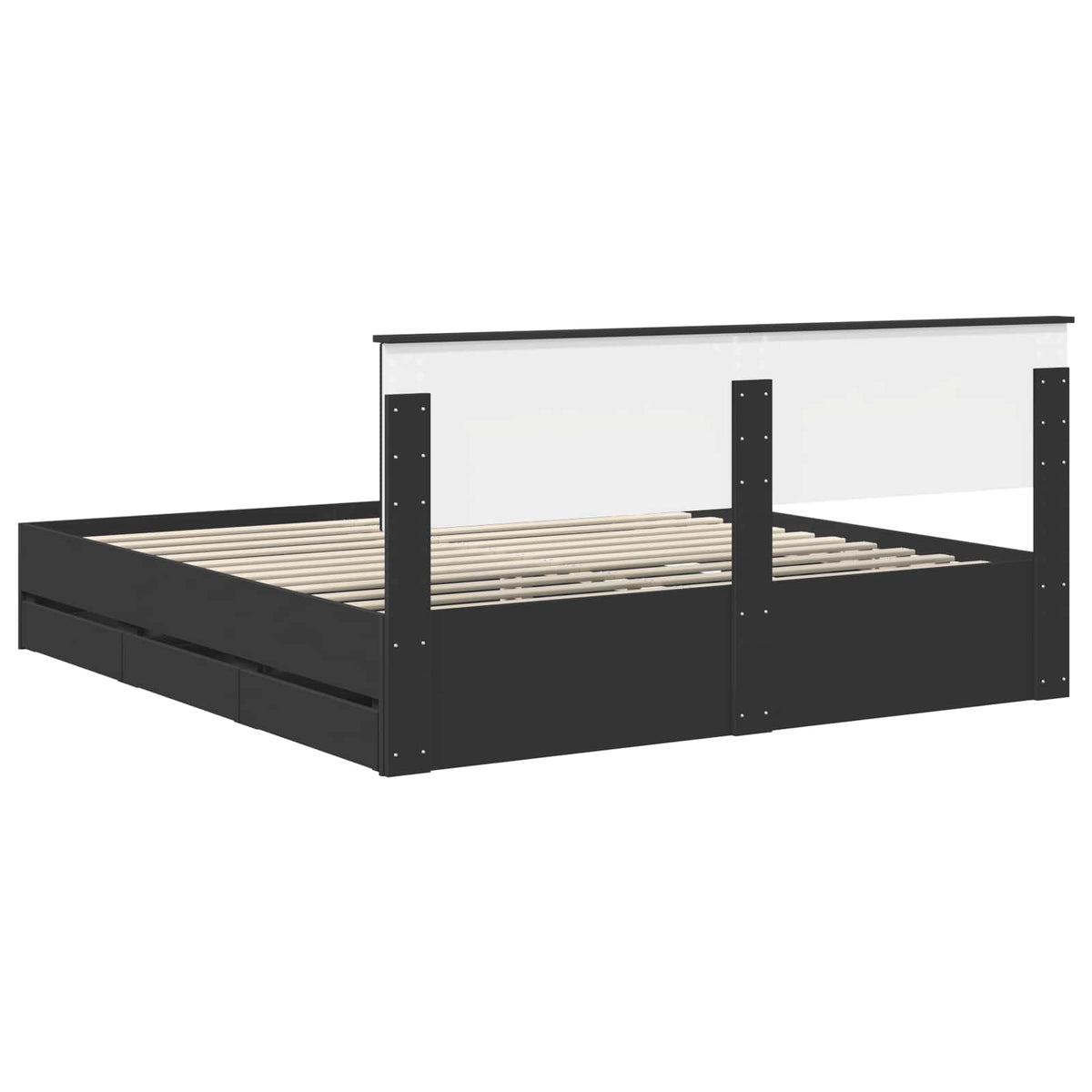 Bed Frame with Drawer Black 180 x 200 cm Engineer Wood