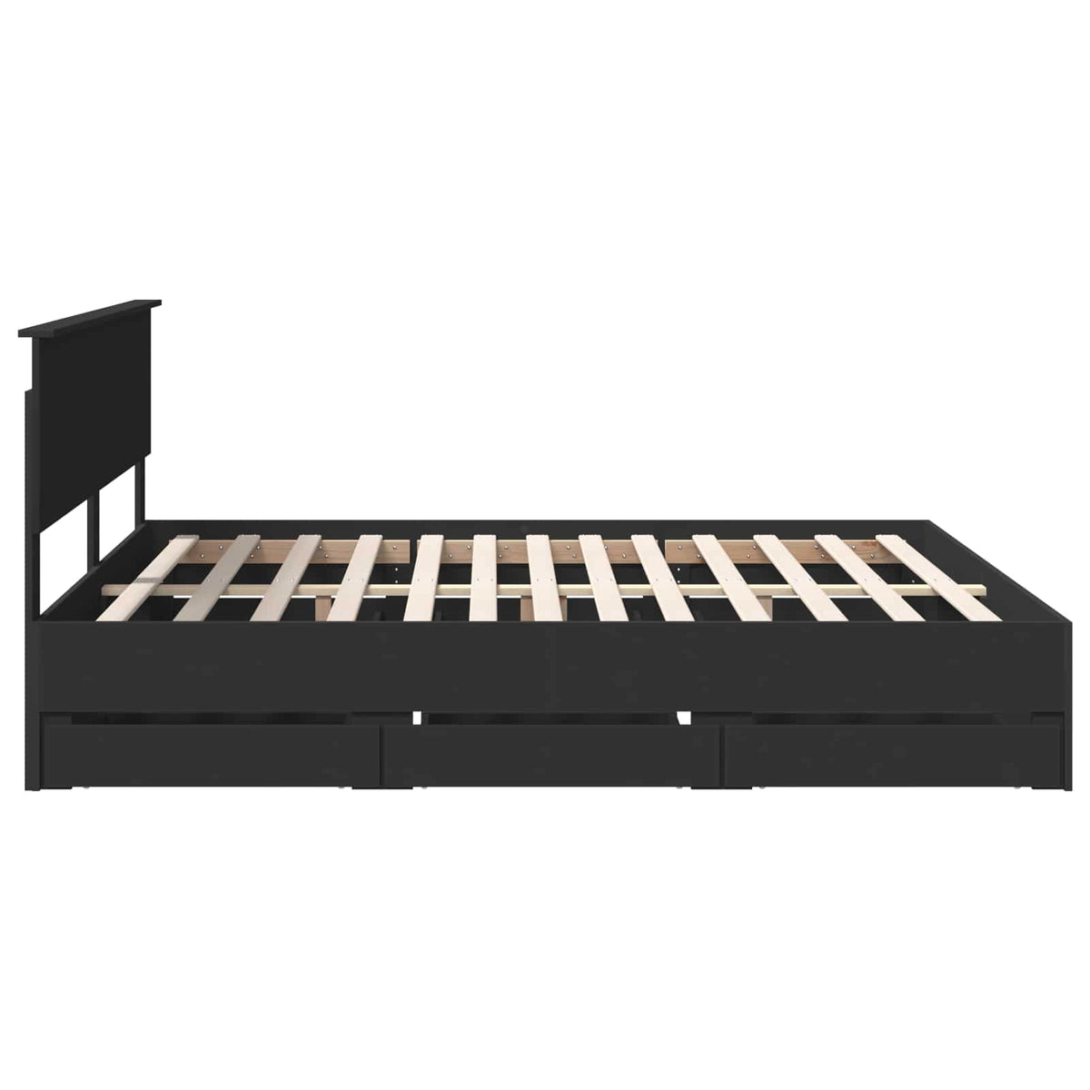 Bed Frame with Drawer Black 180 x 200 cm Engineer Wood