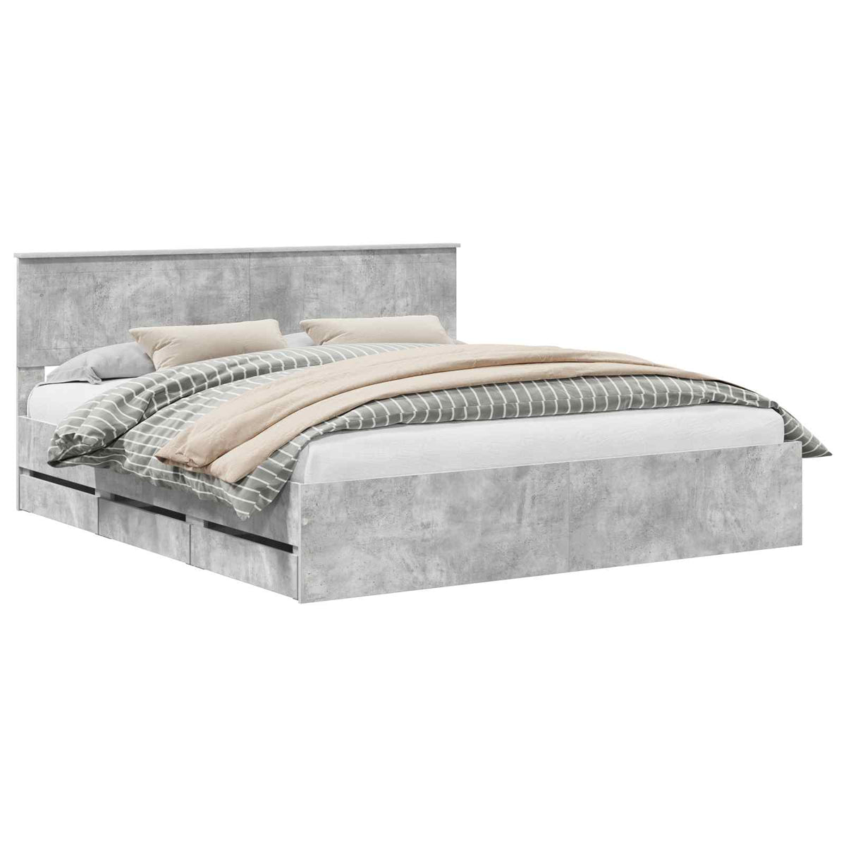 Bed Frame with Drawer Concrete Grey 180 x 200 cm Engineer Wood