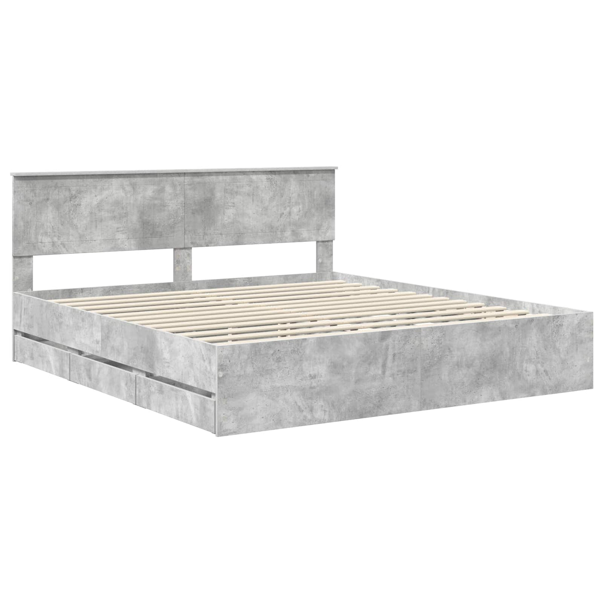 Bed Frame with Drawer Concrete Grey 180 x 200 cm Engineer Wood